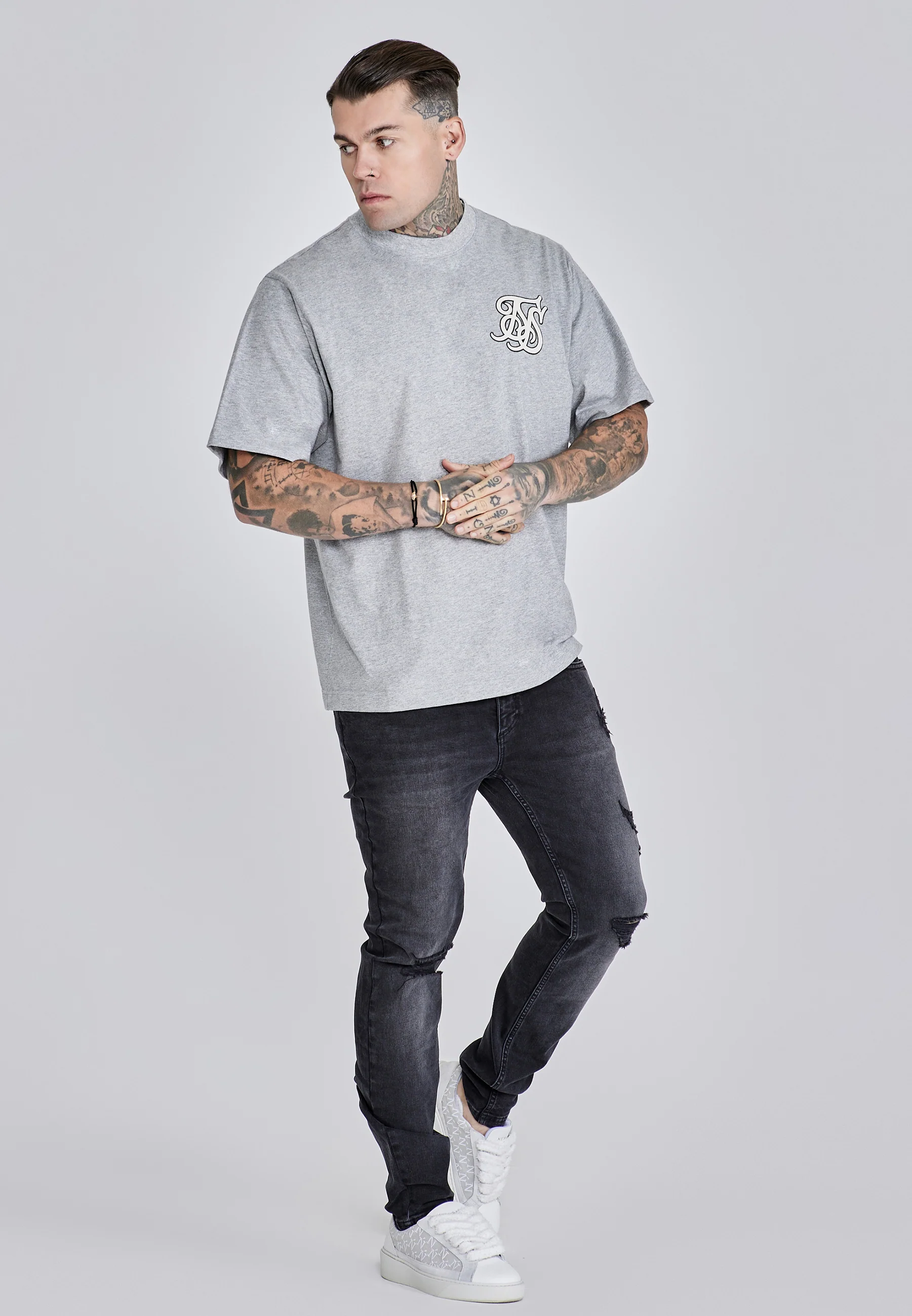 Grey Marl Logo T-Shirt - Image 4