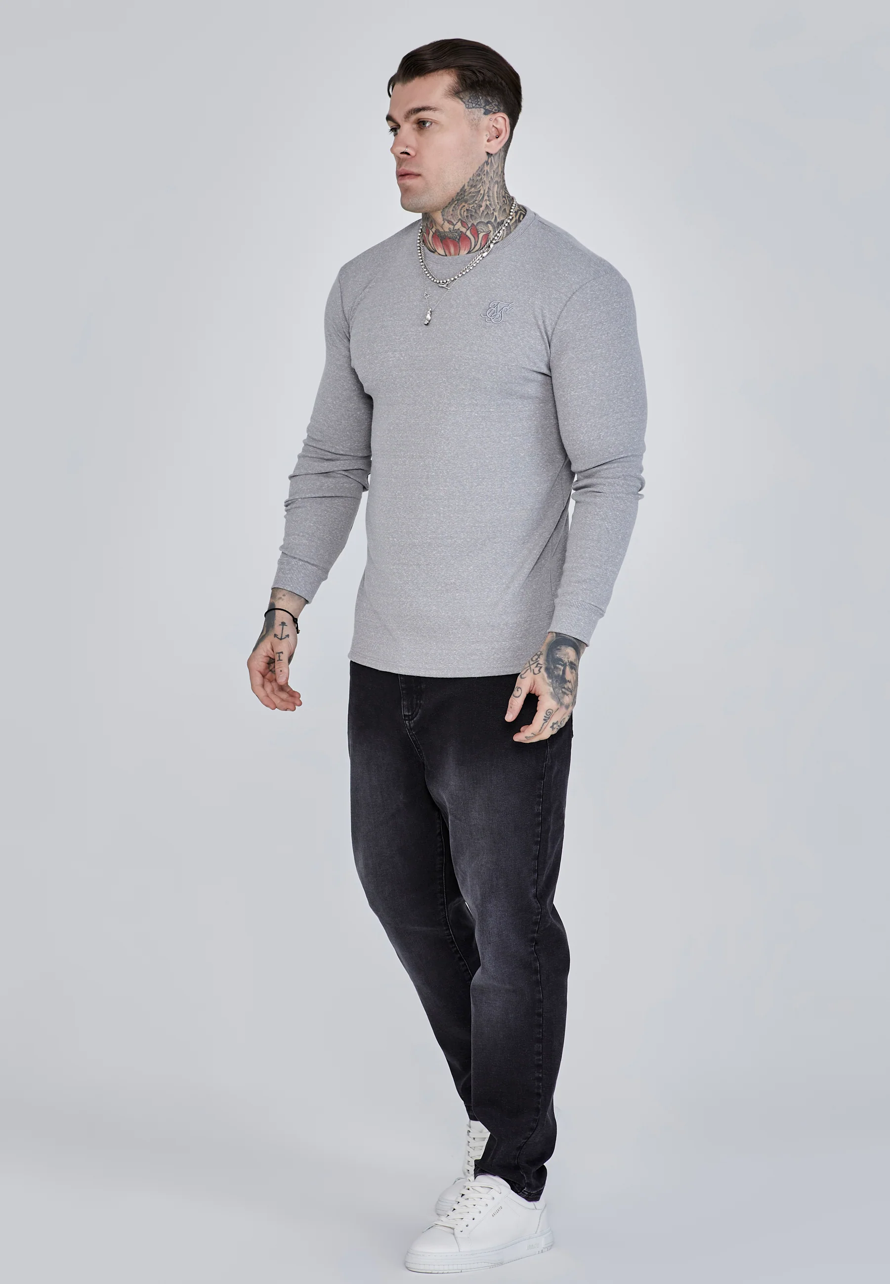 Grey Marl Long Sleeve T-Shirt - Image 2