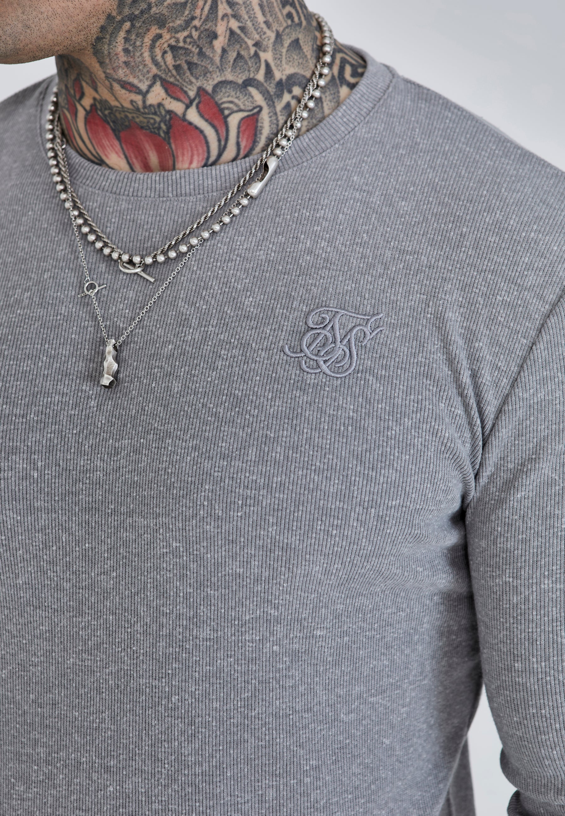 Grey Marl Long Sleeve T-Shirt - Image 3