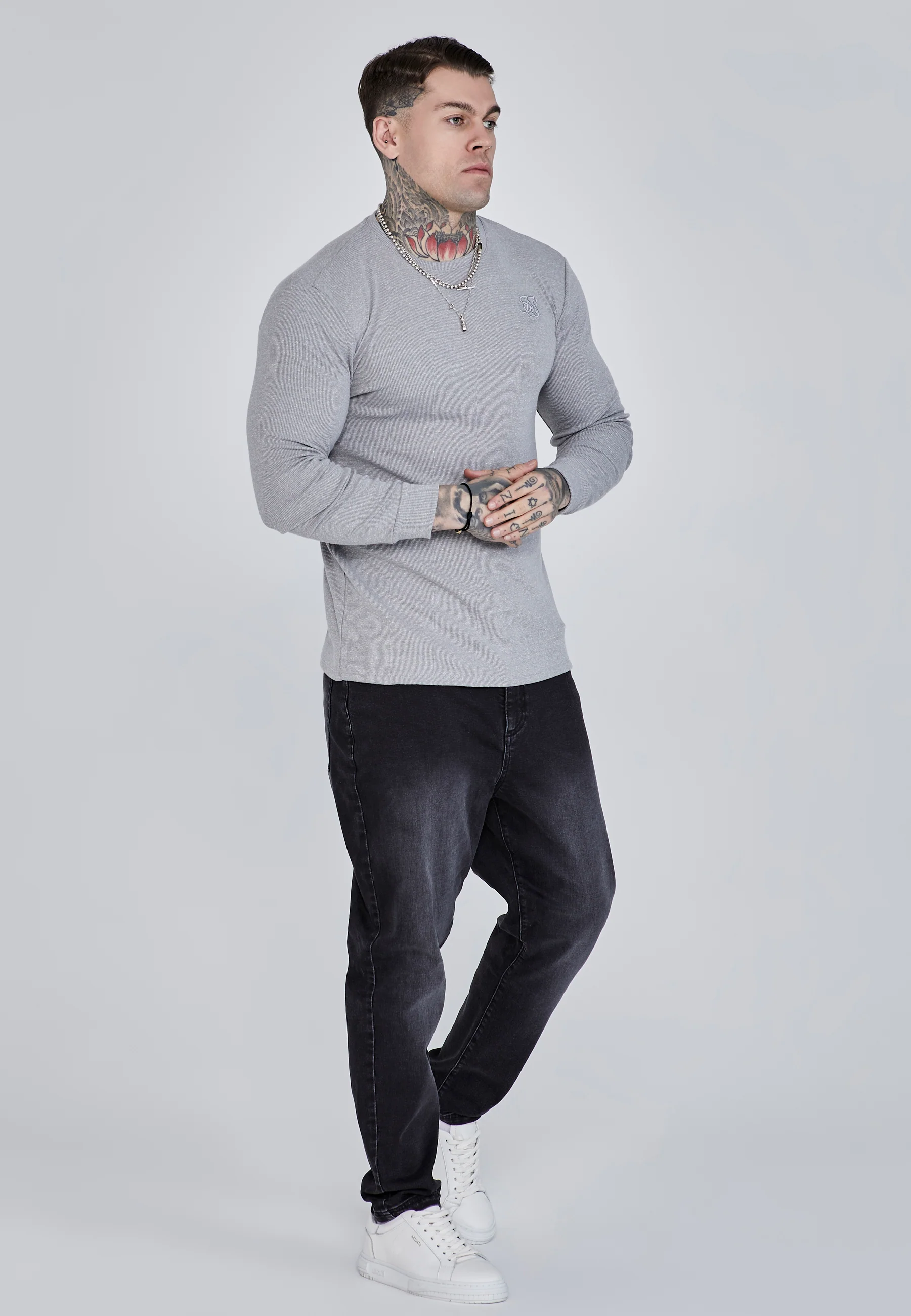 Grey Marl Long Sleeve T-Shirt - Image 4