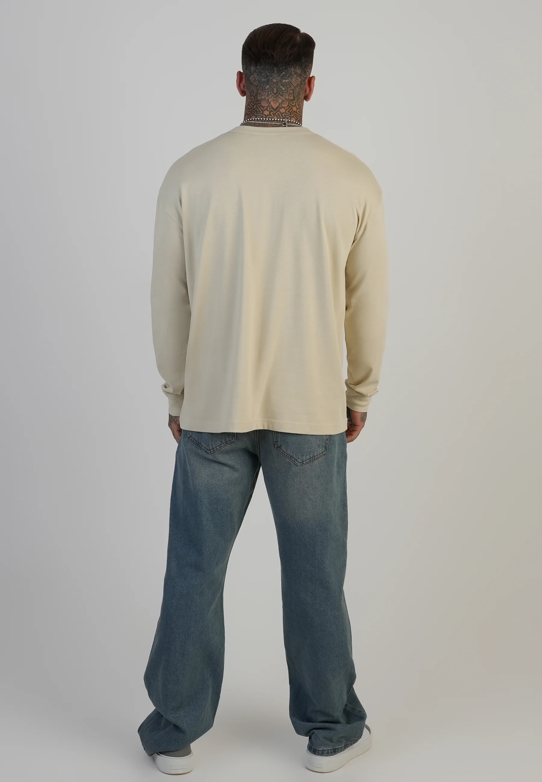 Ecru LS Logo T-Shirt - Image 5
