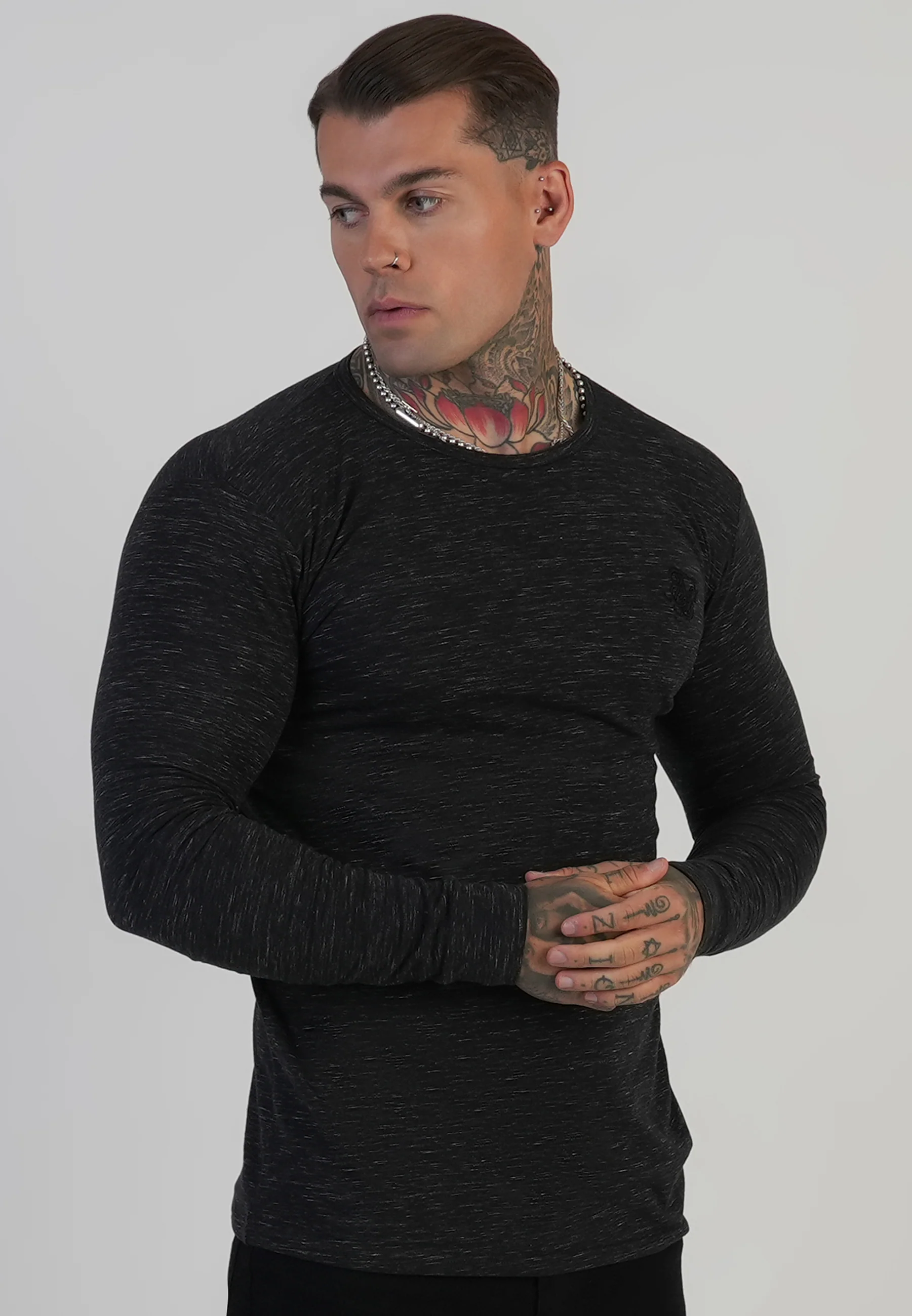 Black LS Marl T-Shirt