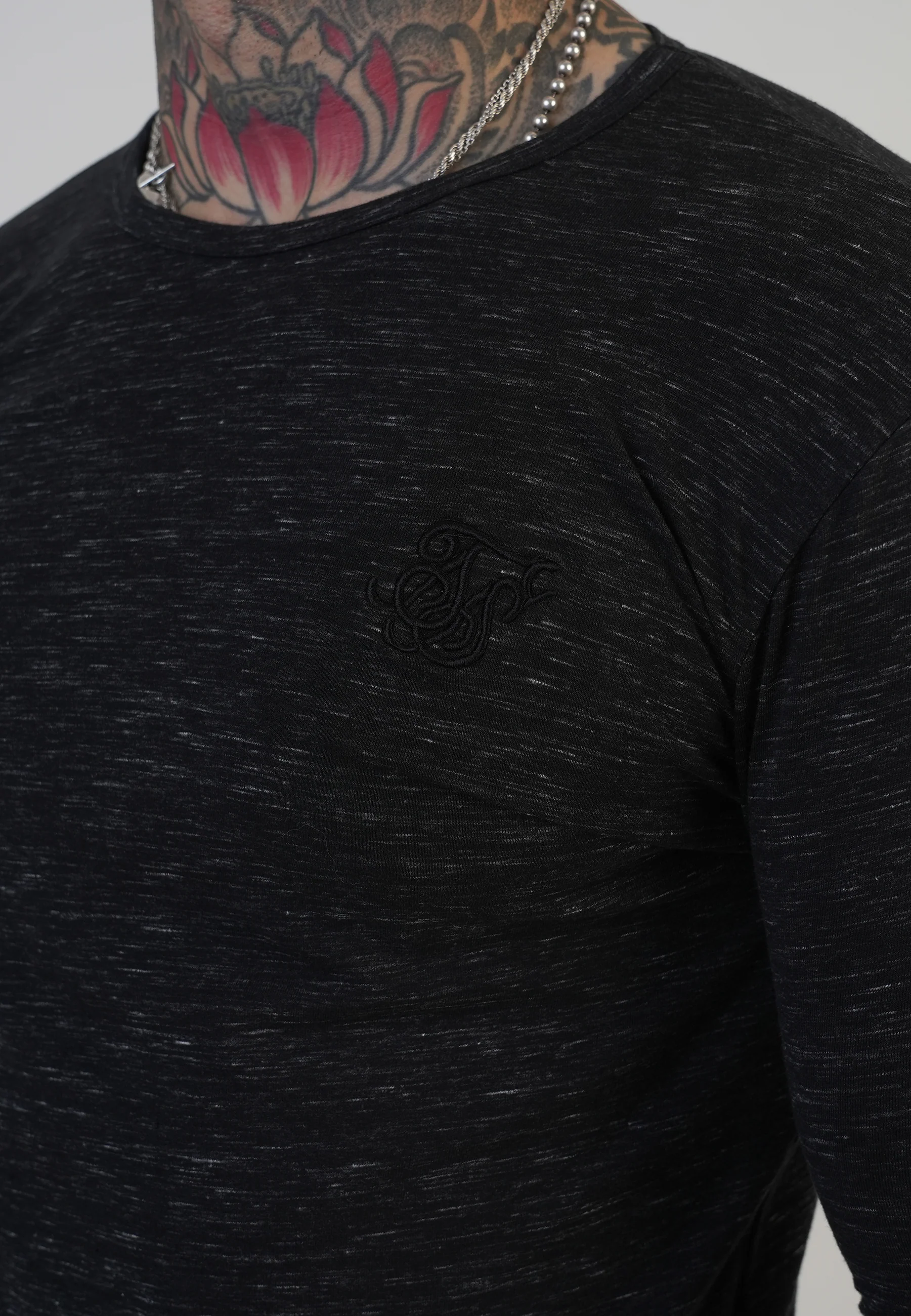 Black LS Marl T-Shirt - Image 2