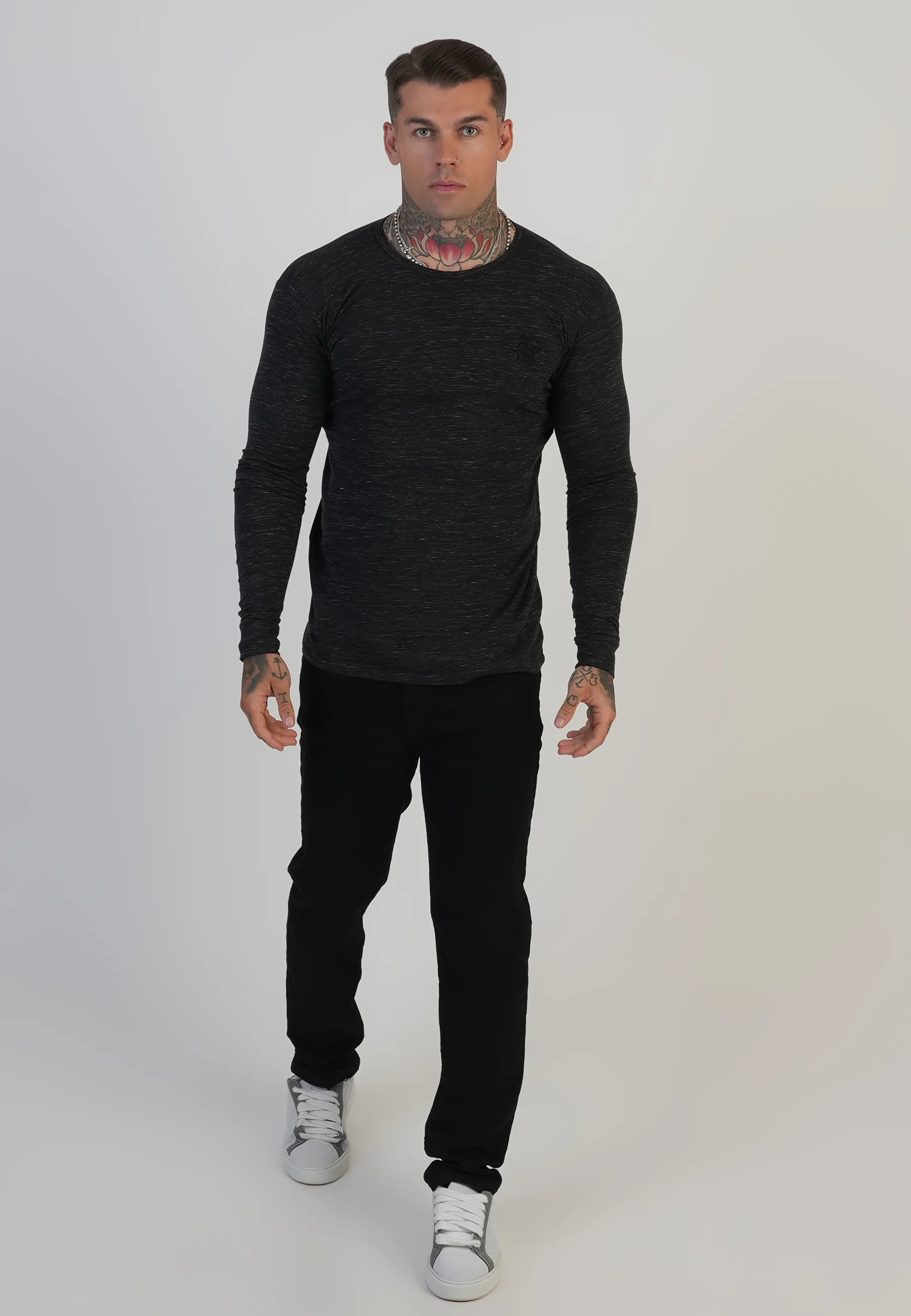 Black LS Marl T-Shirt - Image 3