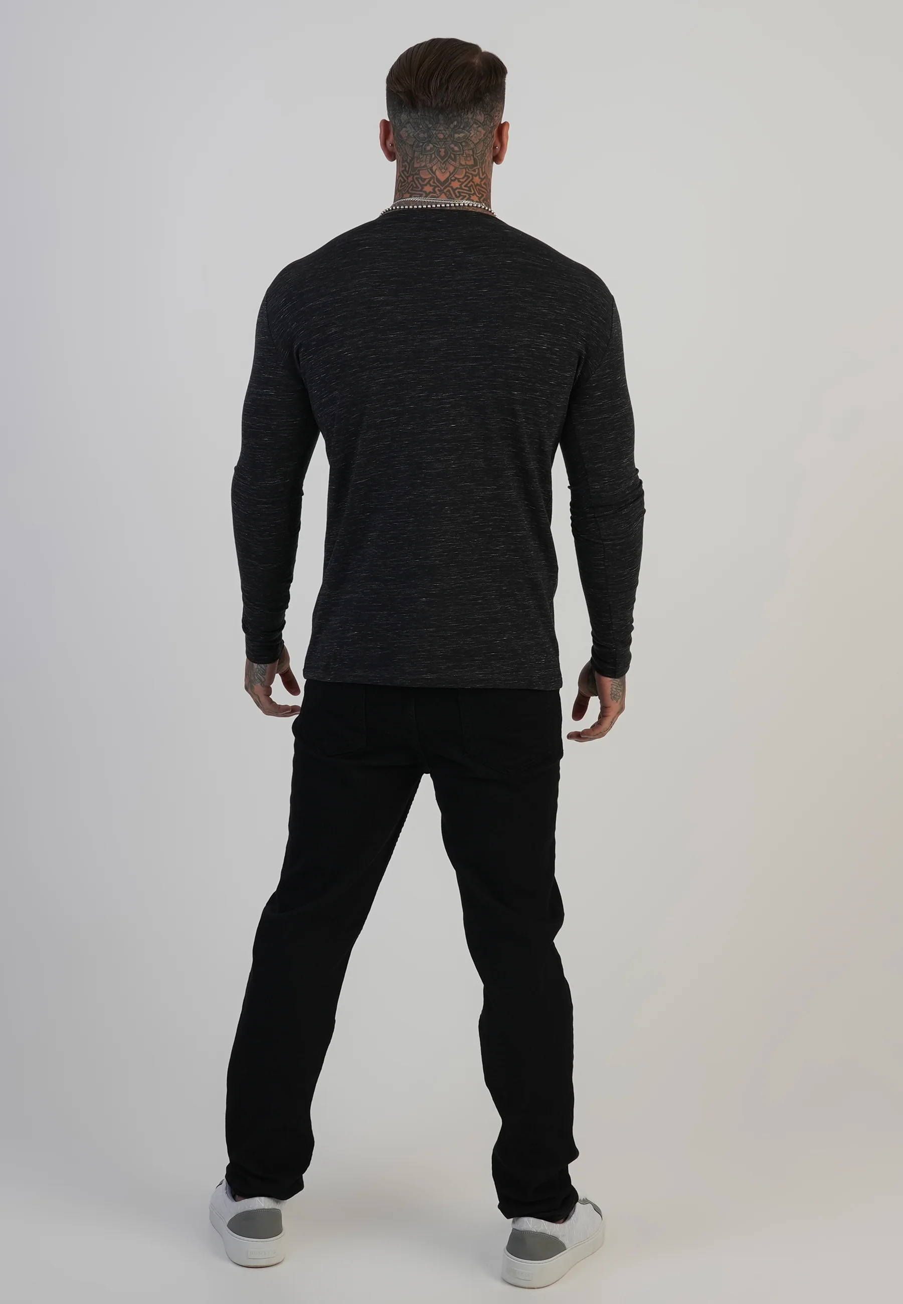 Black LS Marl T-Shirt - Image 5