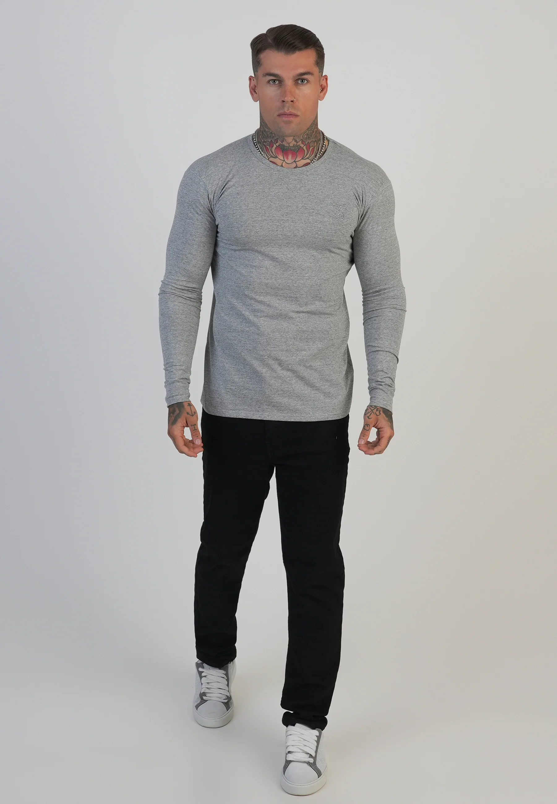 Grey LS Marl T-Shirt - Image 3