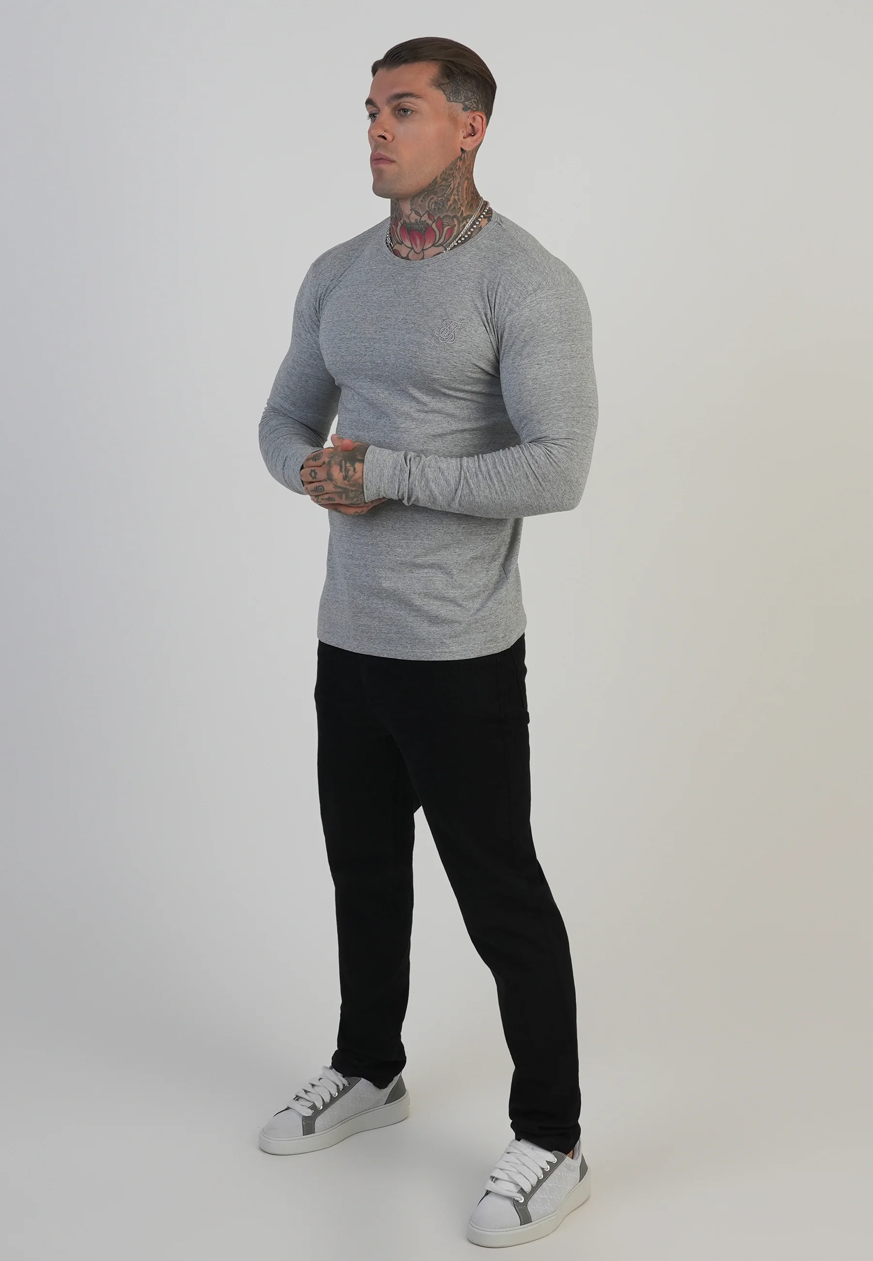 Grey LS Marl T-Shirt - Image 4