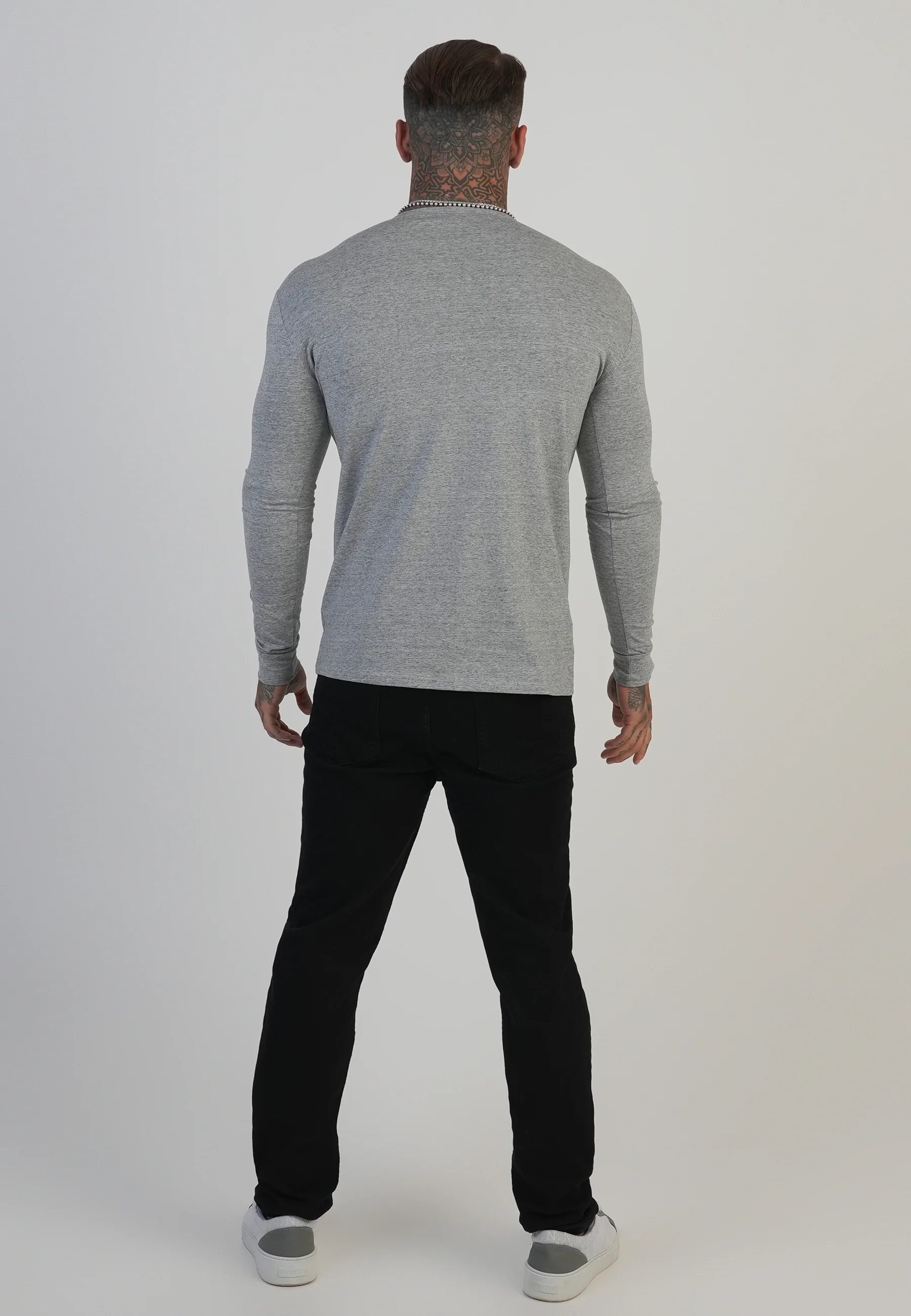 Grey LS Marl T-Shirt - Image 5