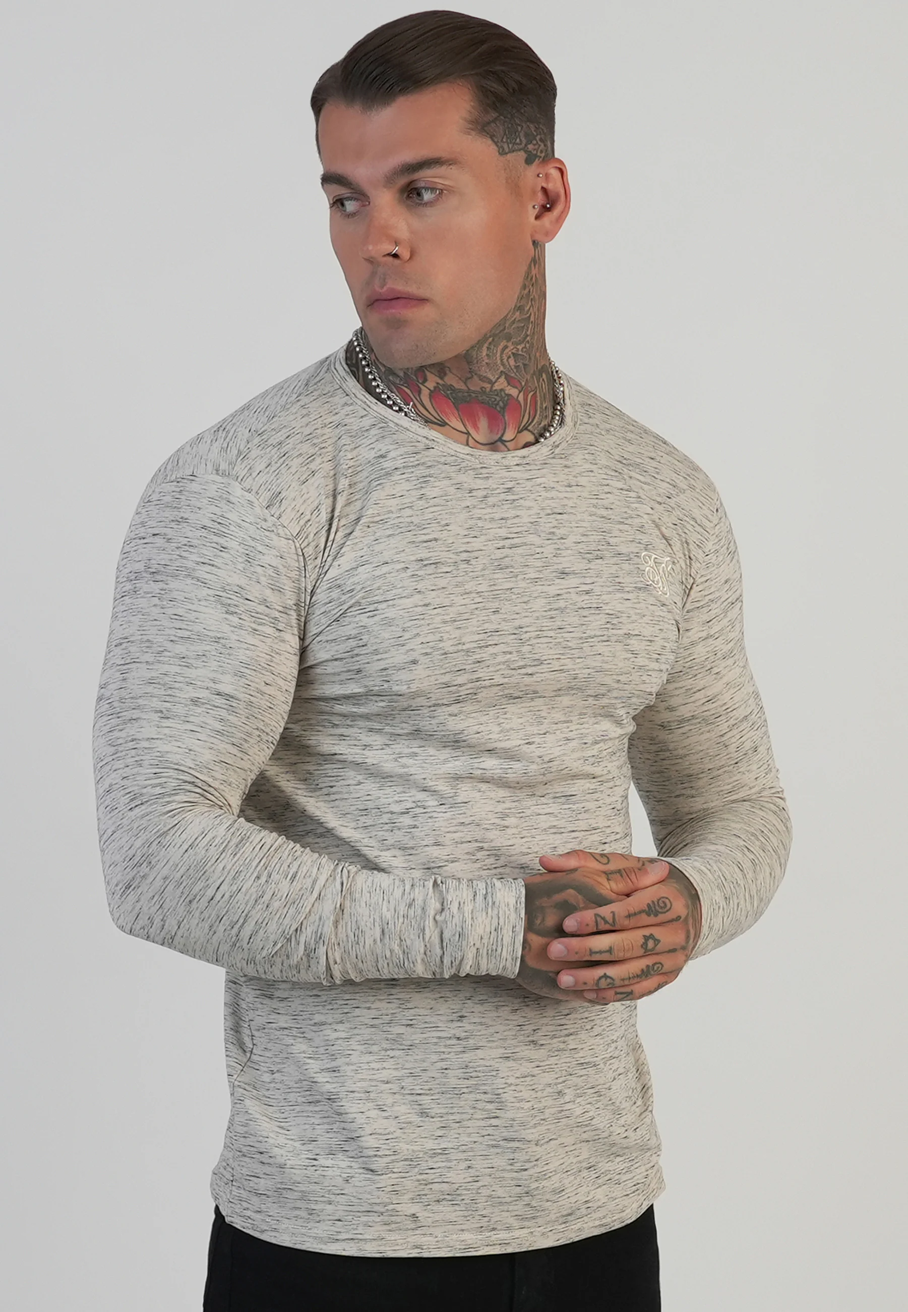 White LS Marl T-Shirt