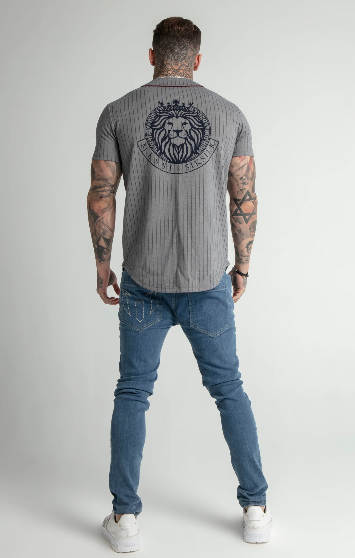 Messi x SikSilk Grey Marl Baseball Jersey - Image 5