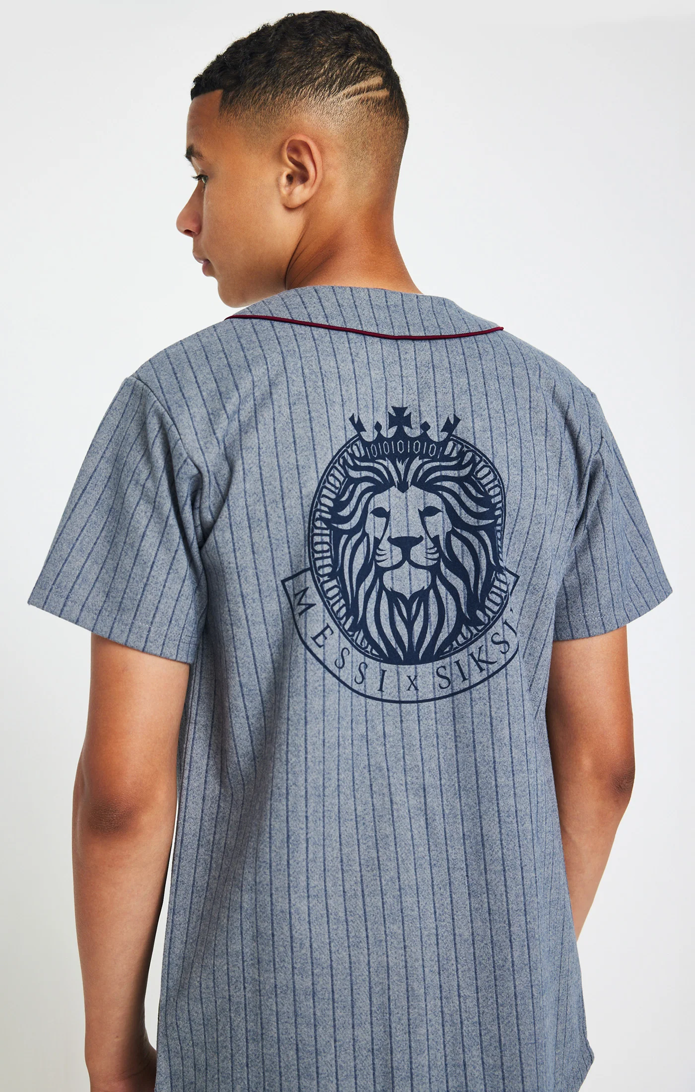Boys Messi x SikSilk Grey Baseball Jersey