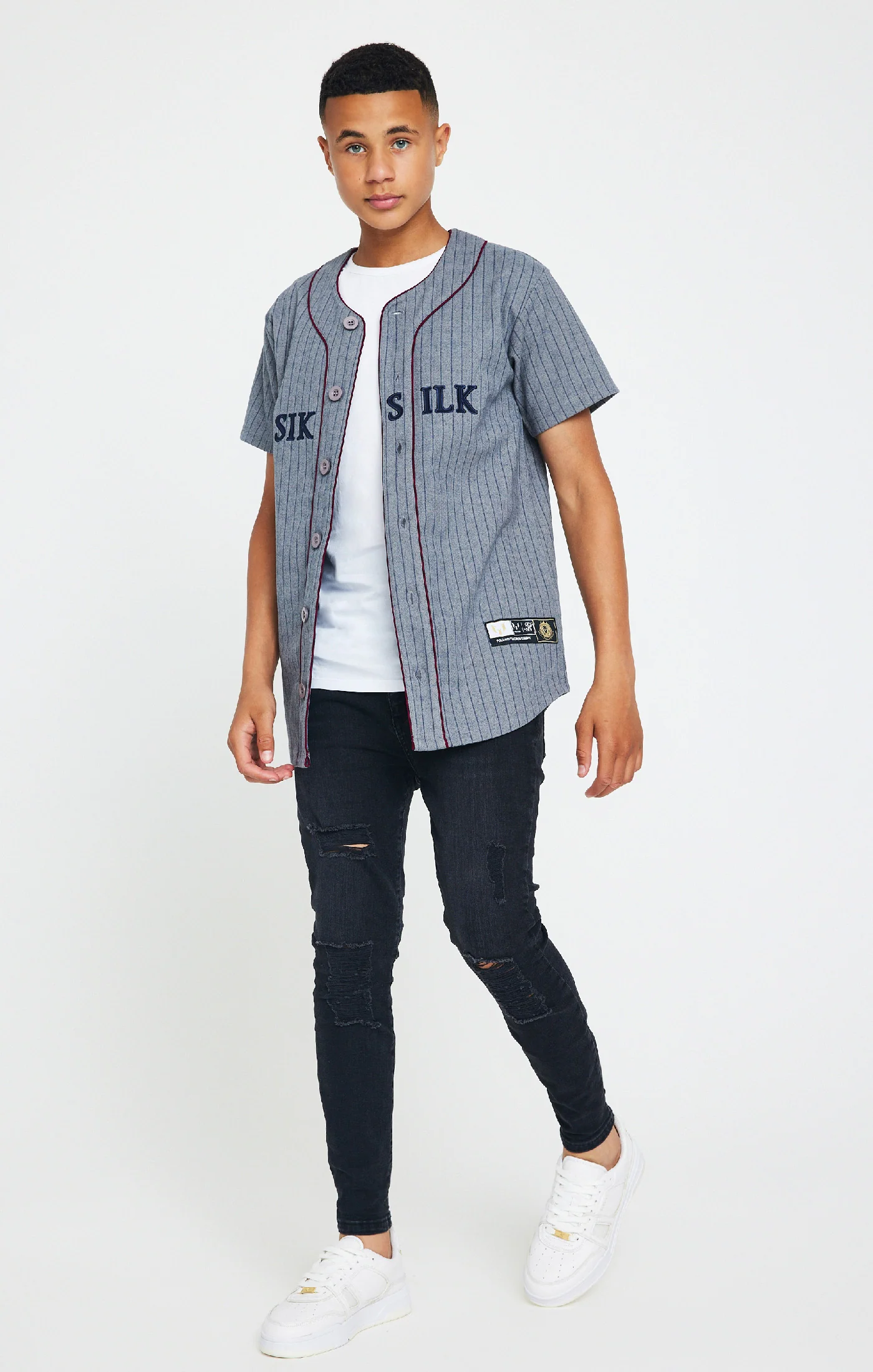Boys Messi x SikSilk Grey Baseball Jersey - Image 4