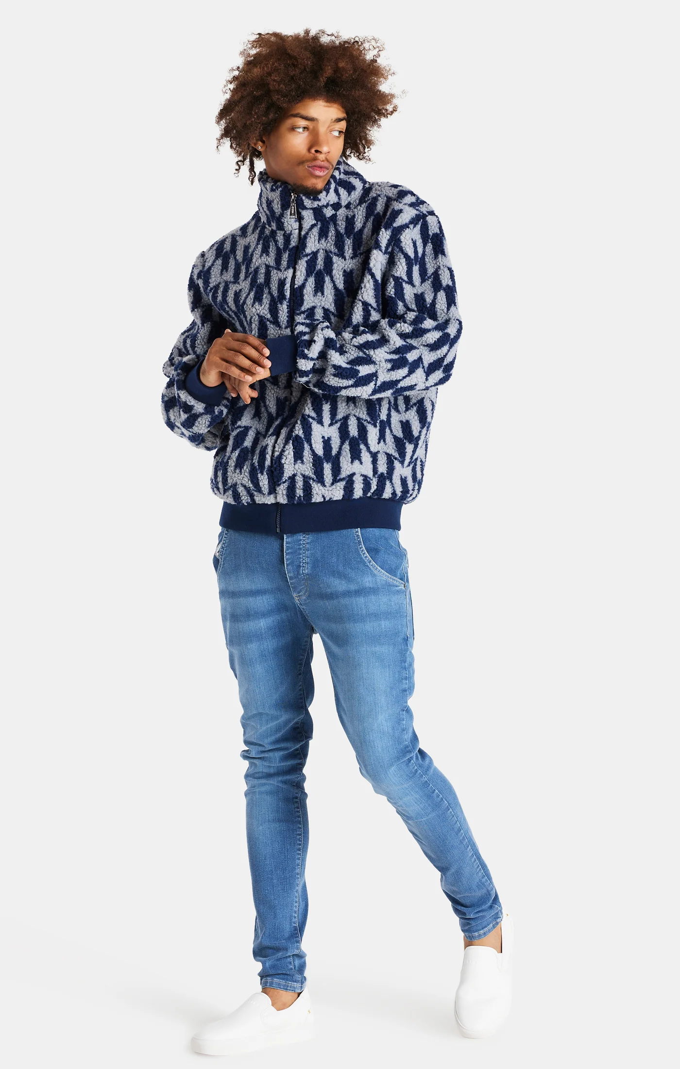 Messi x SikSilk Navy Borg Funnel Jacket - Image 2