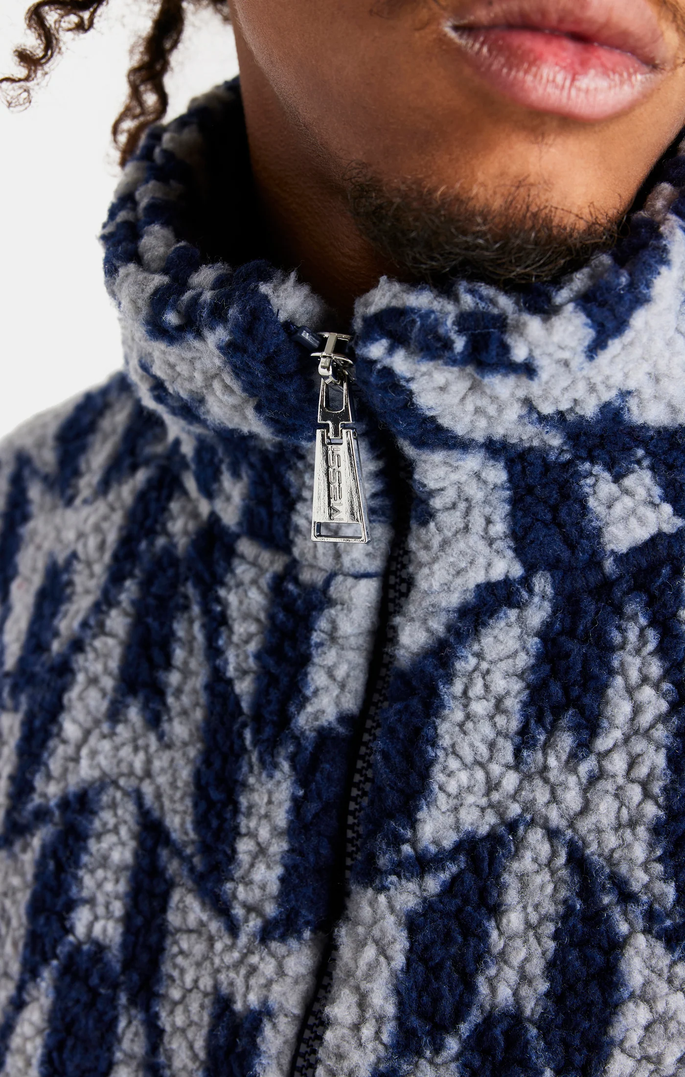 Messi x SikSilk Navy Borg Funnel Jacket - Image 4