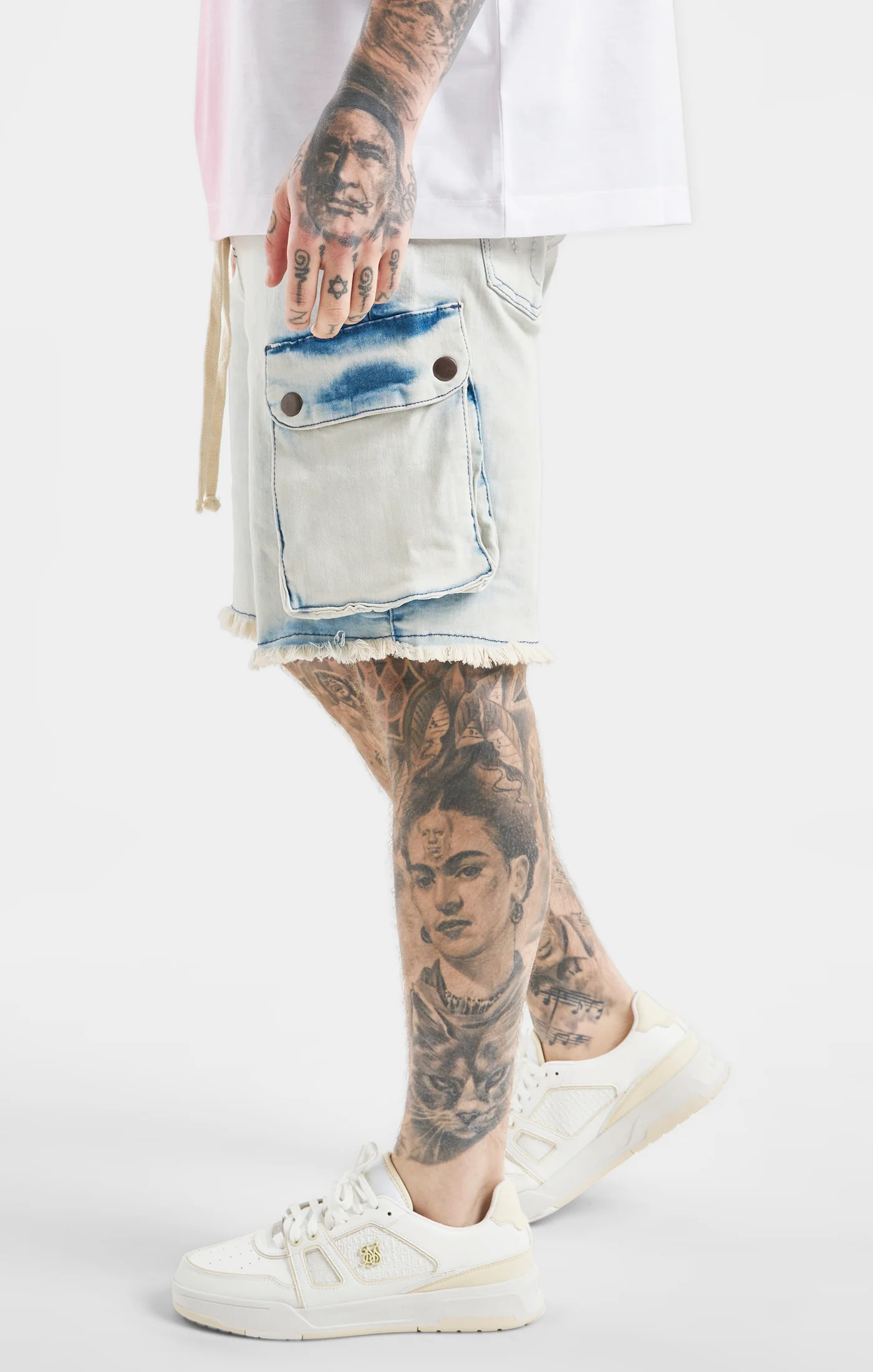 Messi x SikSilk White Denim Short - Image 2