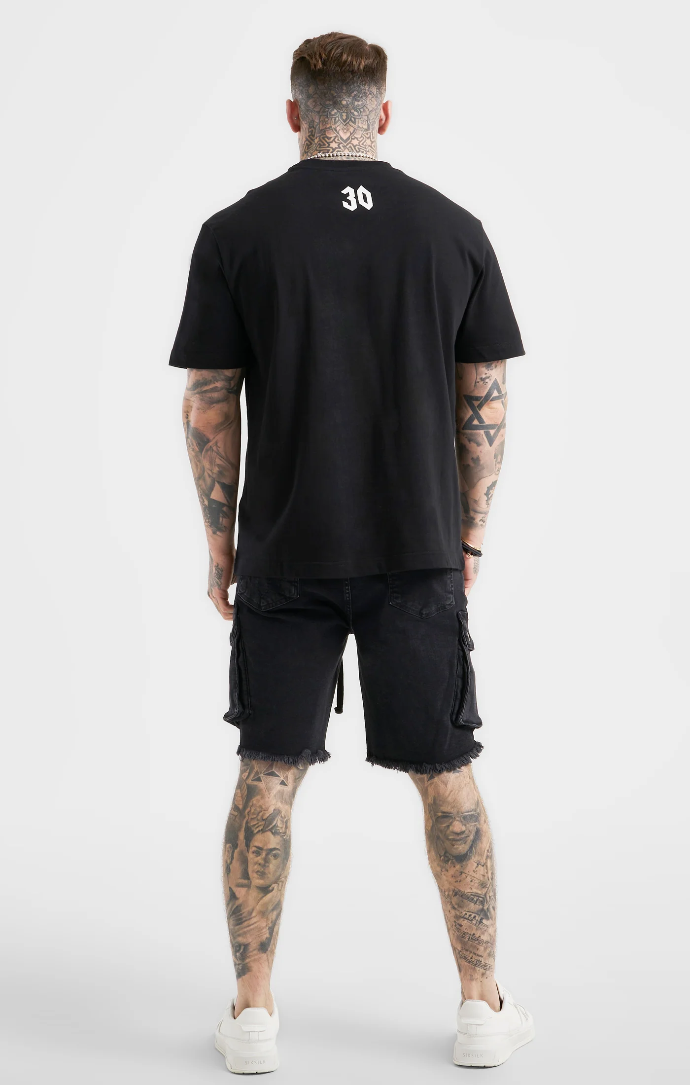 Messi x SikSilk Black Cargo Denim Short - Image 5