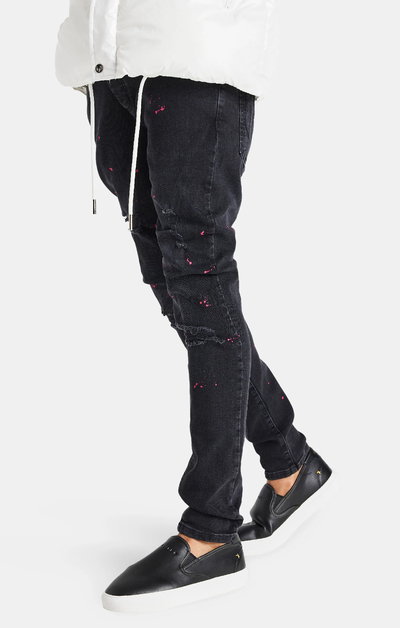 Messi x SikSilk Black Distressed Slim Fit Jean