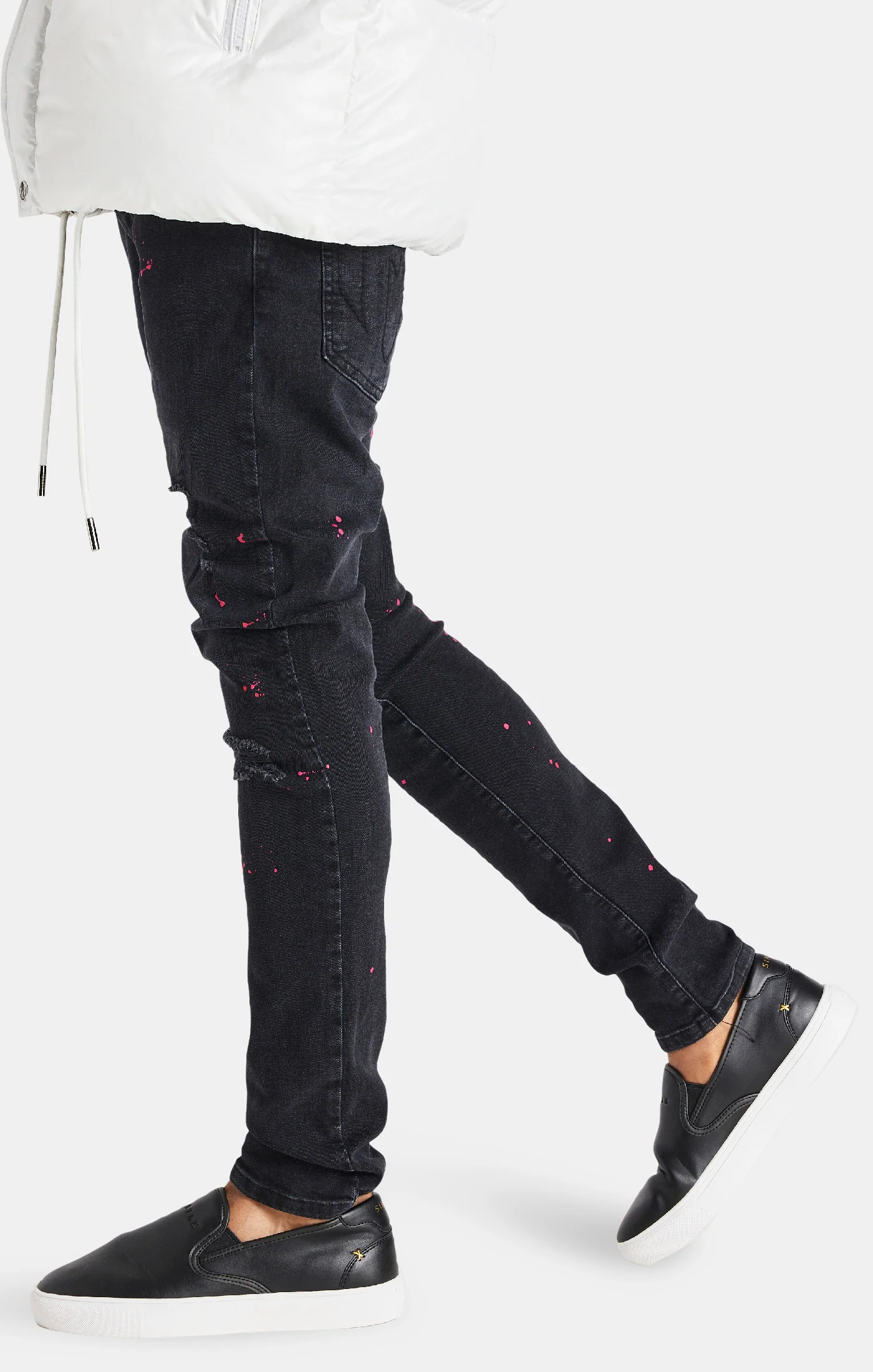 Messi x SikSilk Black Distressed Slim Fit Jean - Image 2