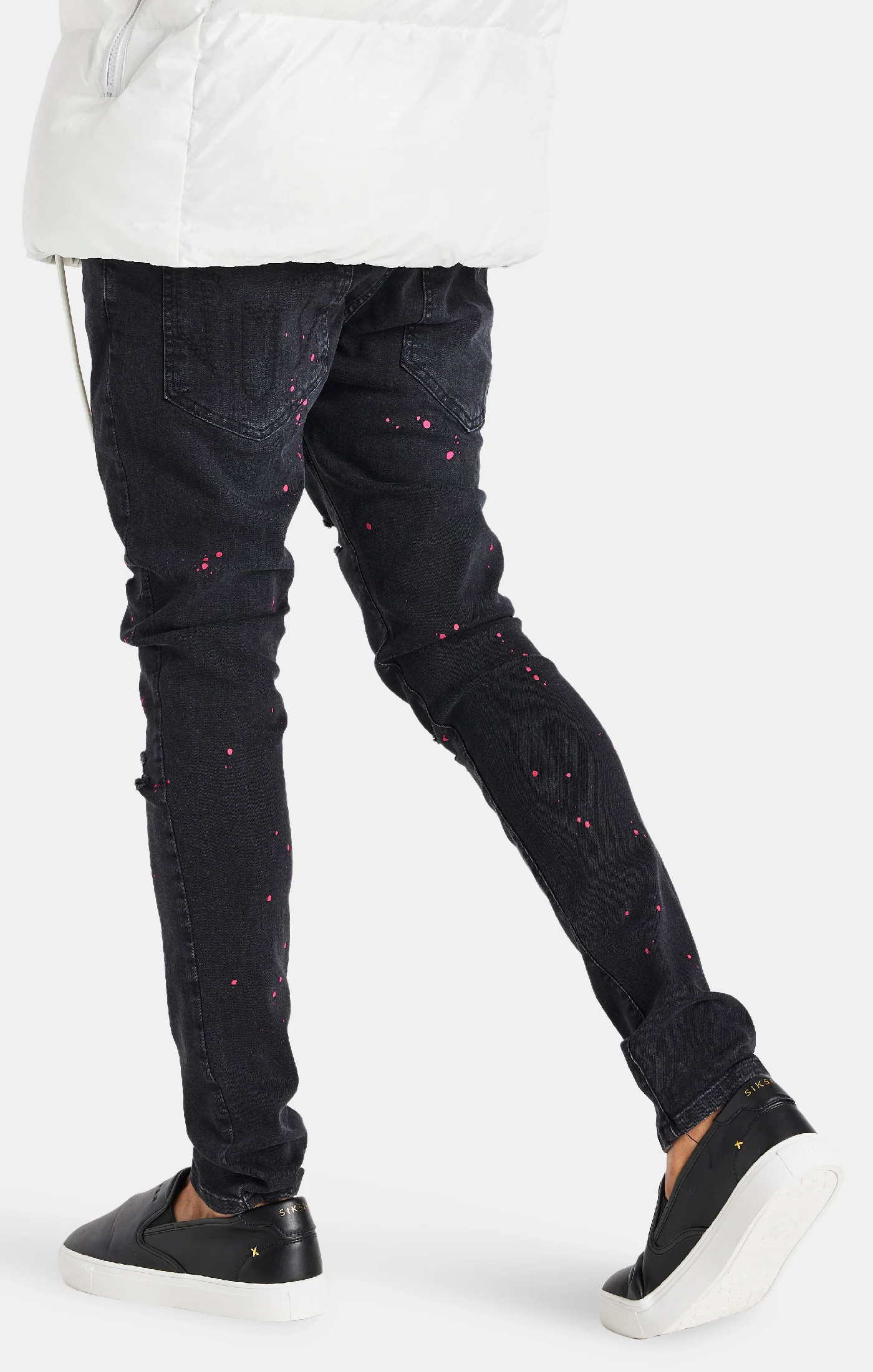 Messi x SikSilk Black Distressed Slim Fit Jean - Image 3