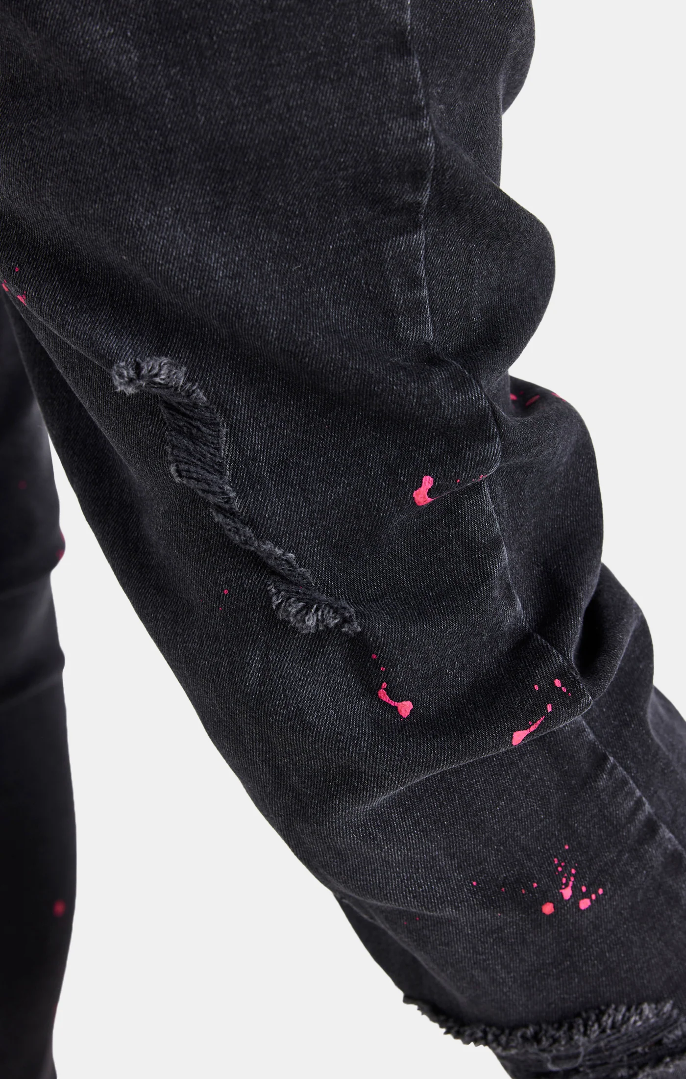 Messi x SikSilk Black Distressed Slim Fit Jean - Image 4