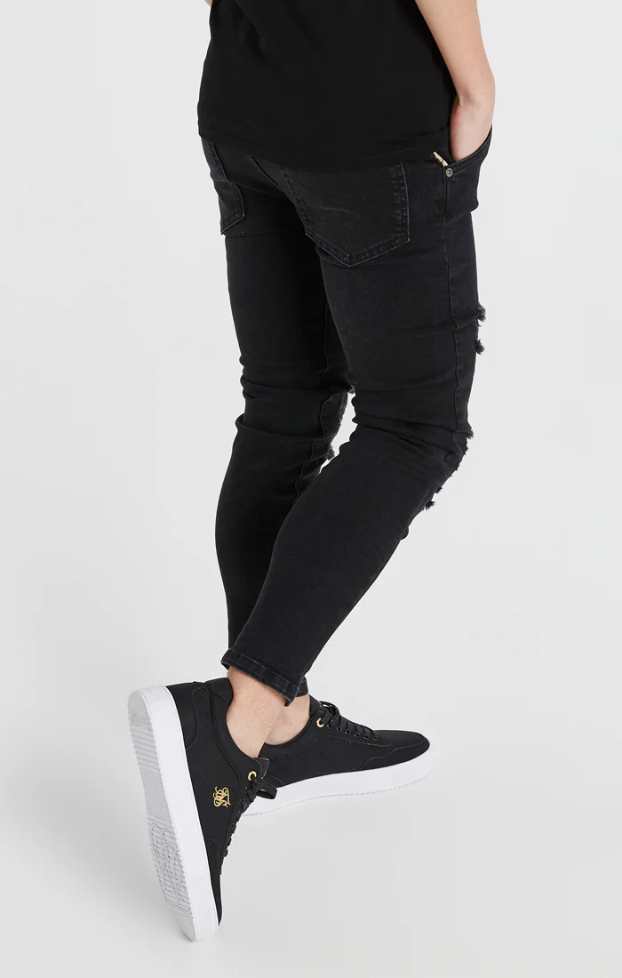 Boys Messi x SikSilk Black Distressed Skinny Denim Jean - Image 2