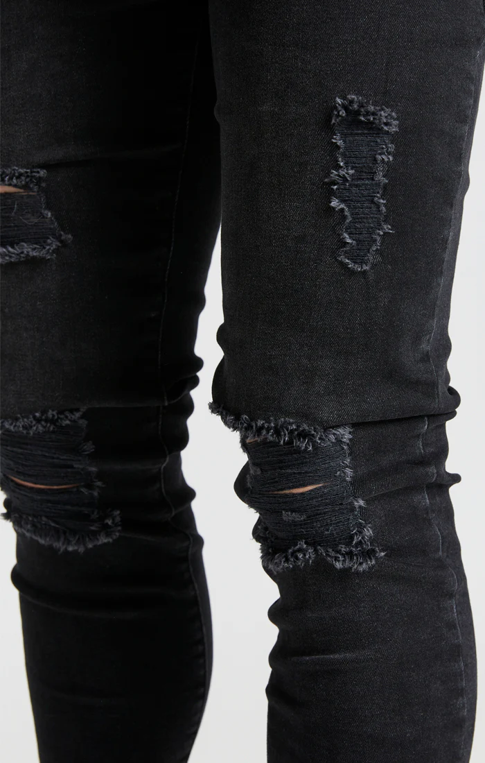 Boys Messi x SikSilk Black Distressed Skinny Denim Jean - Image 3