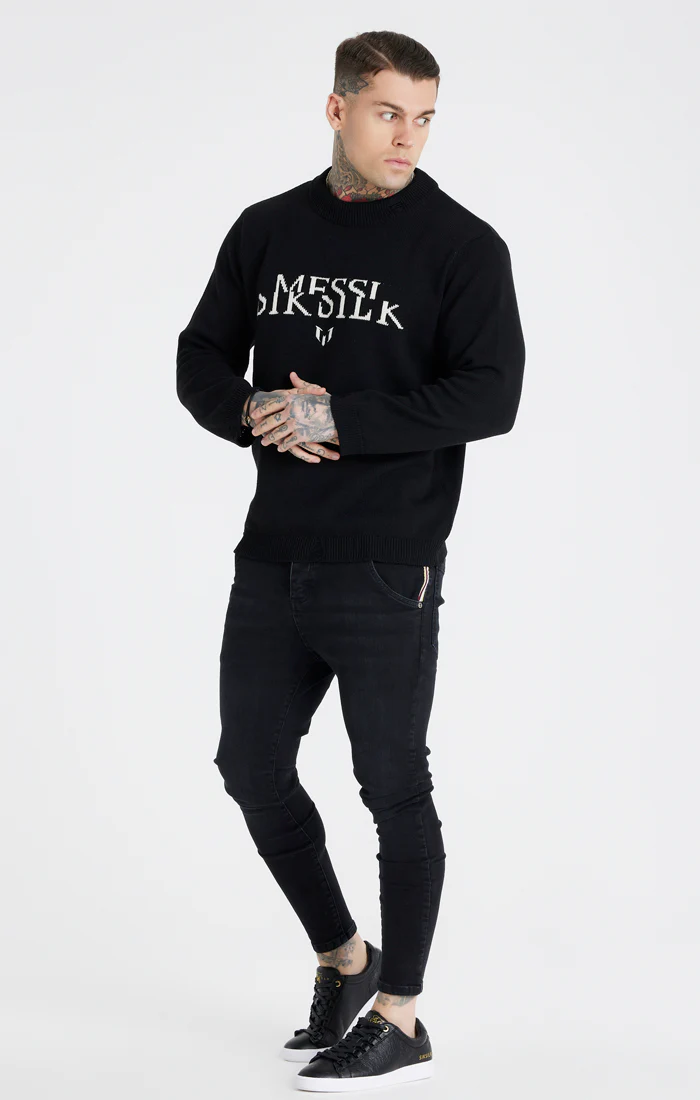 Messi x SikSilk Black Knit Sweatshirt - Image 6