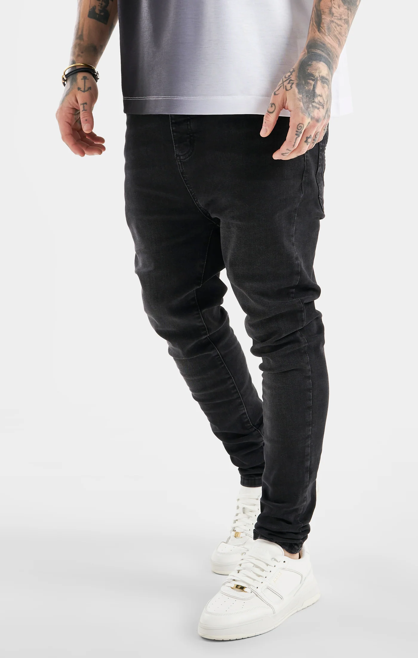 Messi x SikSilk Black Drop Crotch Slim Fit Jean