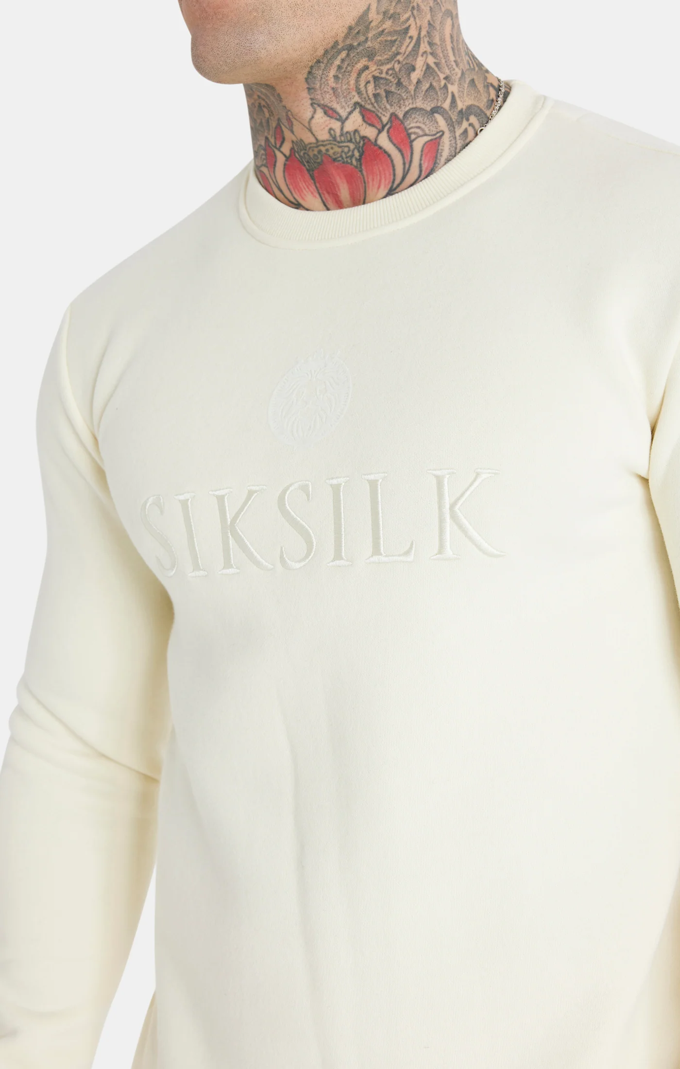 Messi x SikSilk Ecru Embroidered Crew Sweatshirt - Image 4