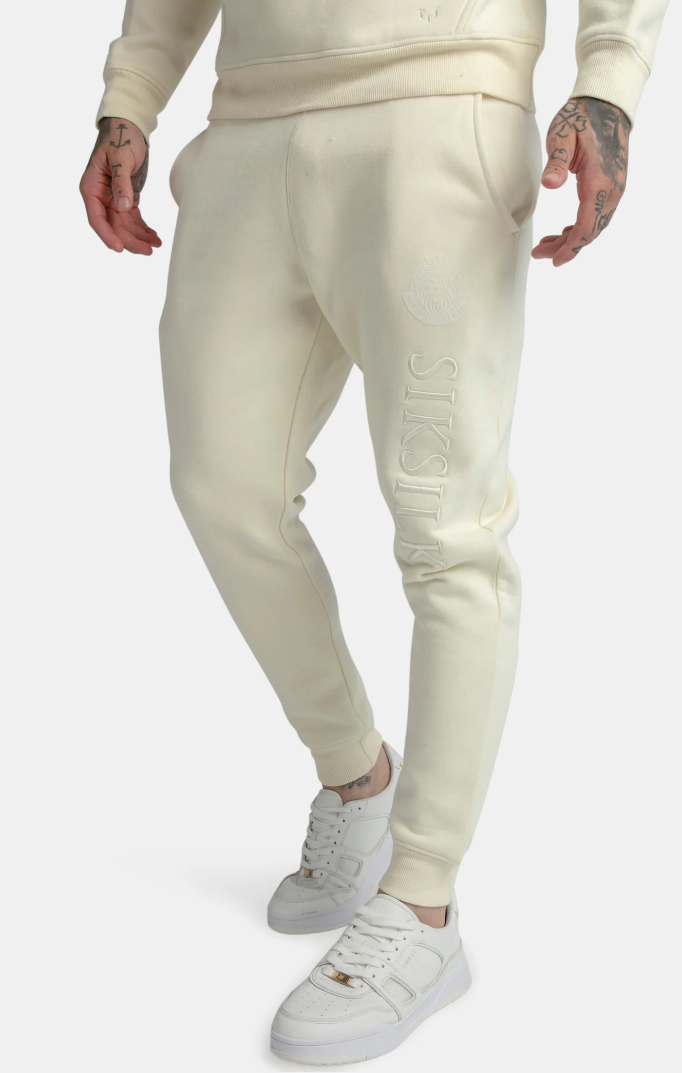 Messi x SikSilk Ecru Embroidered Cuff Pant
