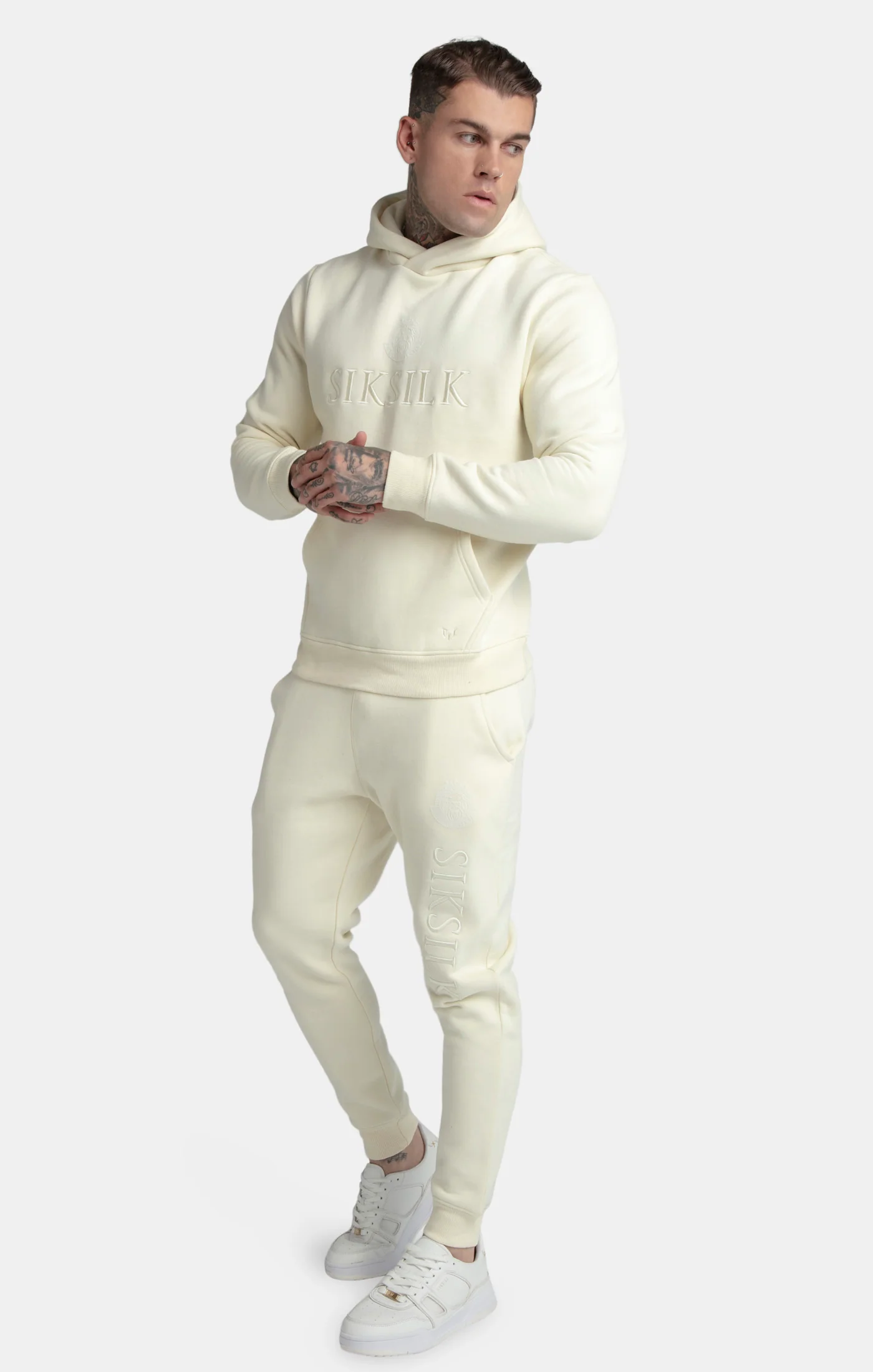 Messi x SikSilk Ecru Embroidered Cuff Pant - Image 4