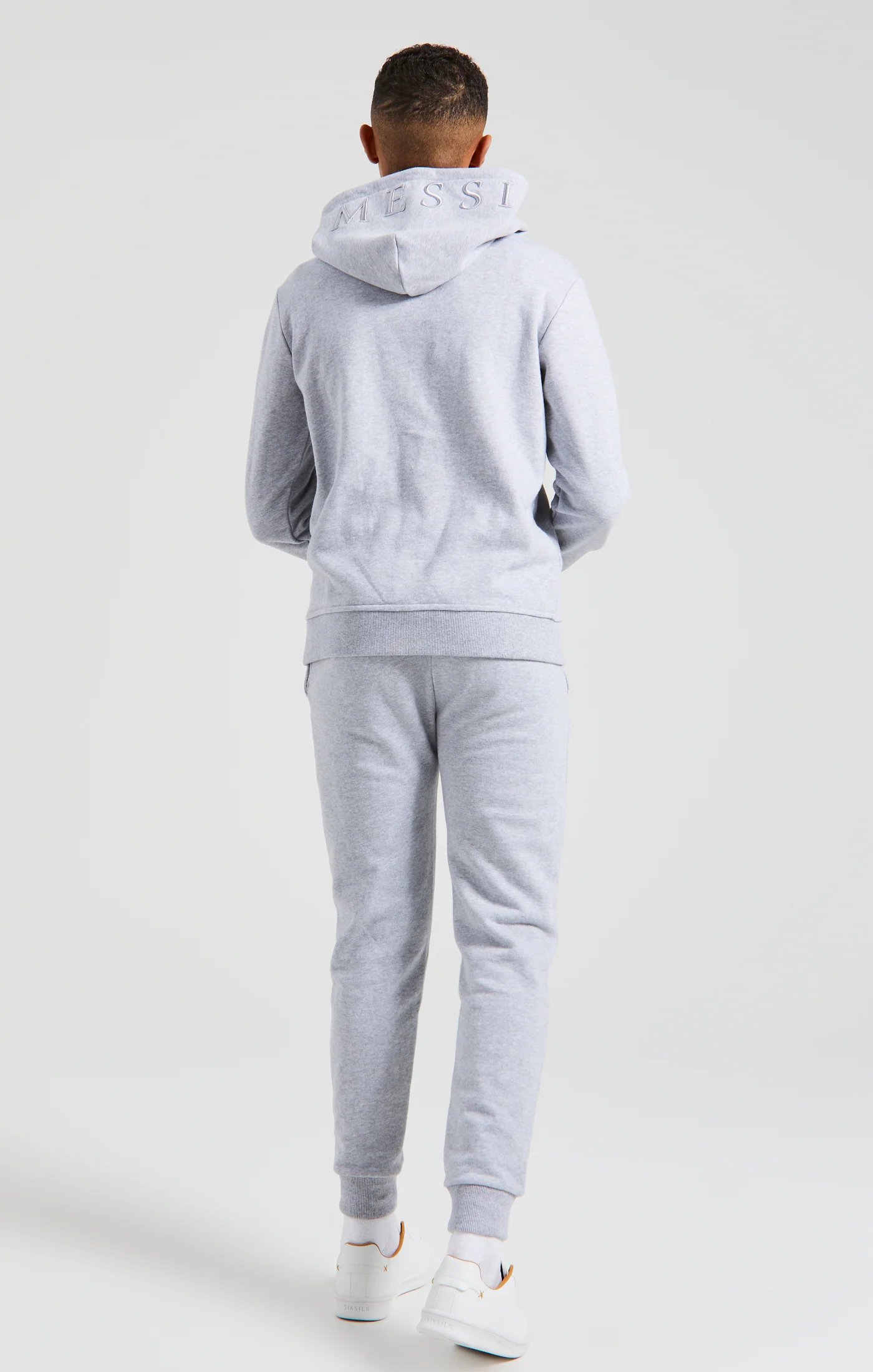 Boys Messi x SikSilk Grey Marl Embroidered Overhead Hoodie - Image 9