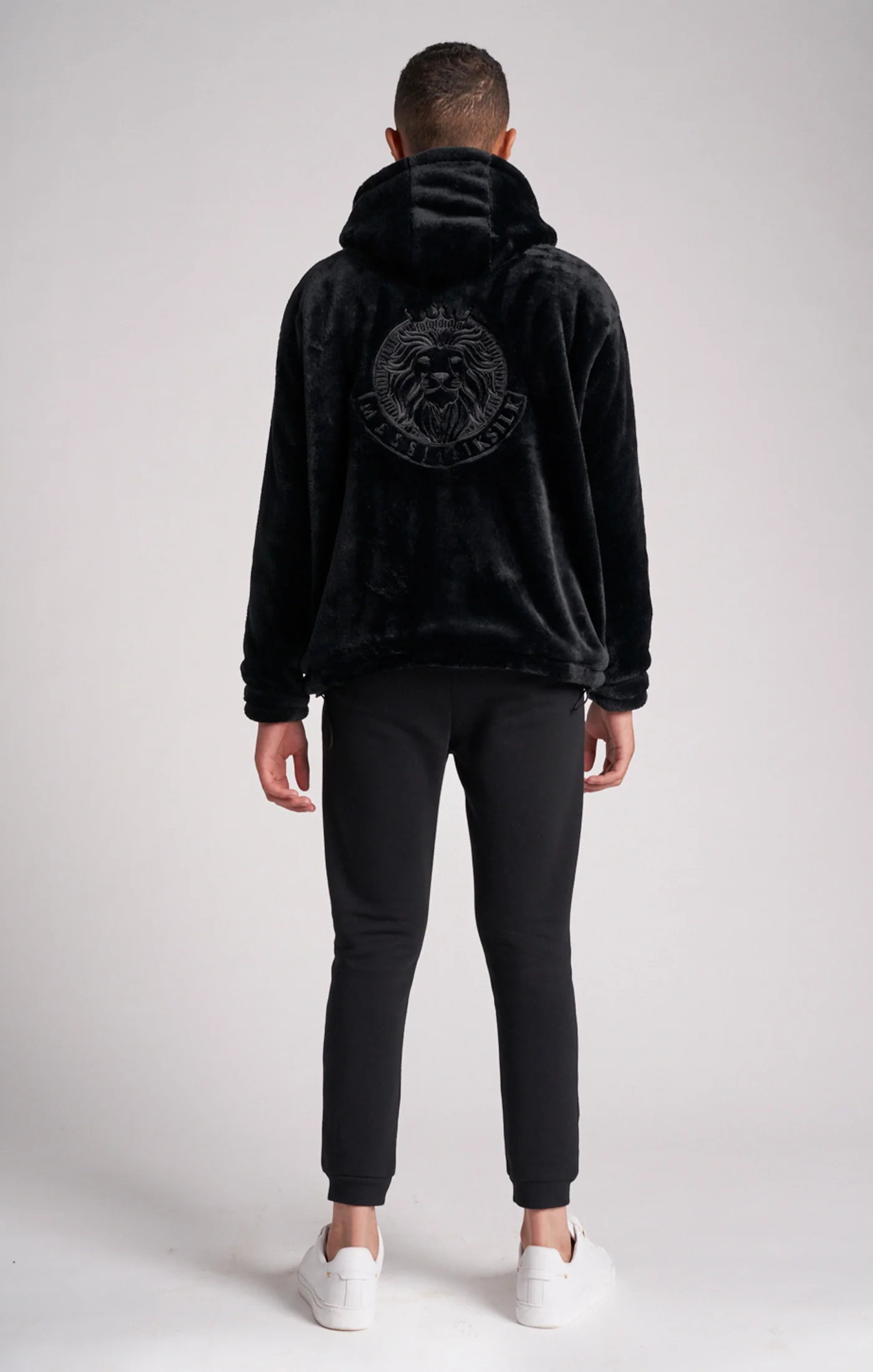 Boys Messi x SikSilk Black Faux Fur Jacket - Image 5