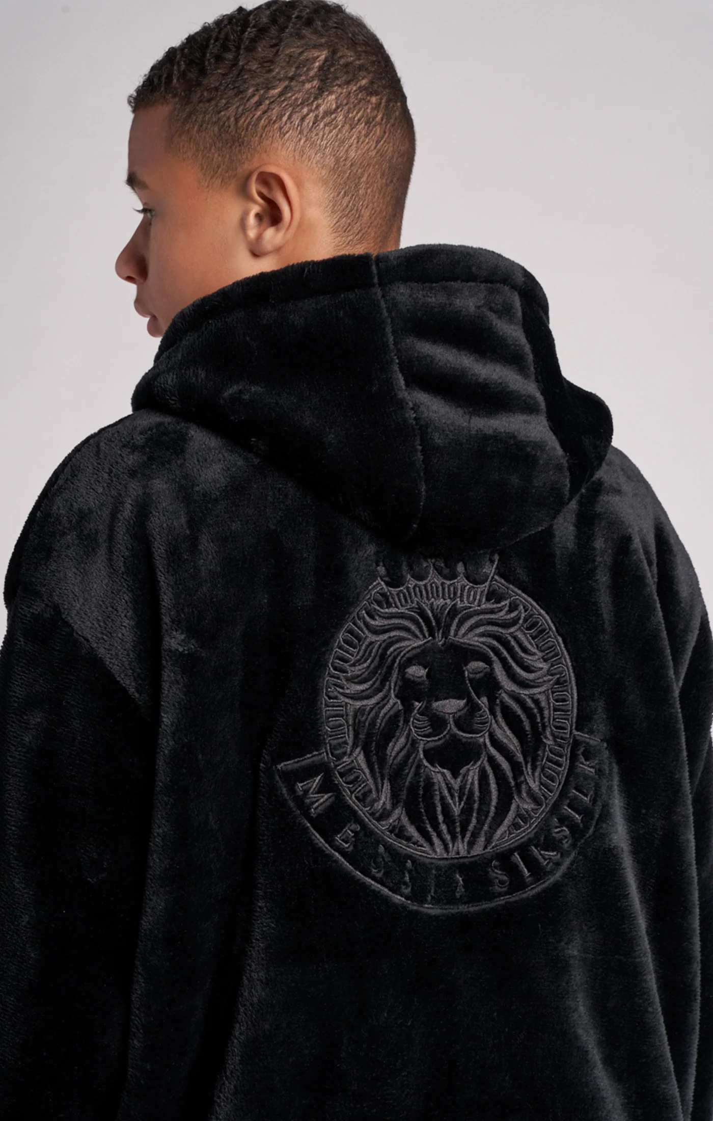 Boys Messi x SikSilk Black Faux Fur Jacket - Image 6