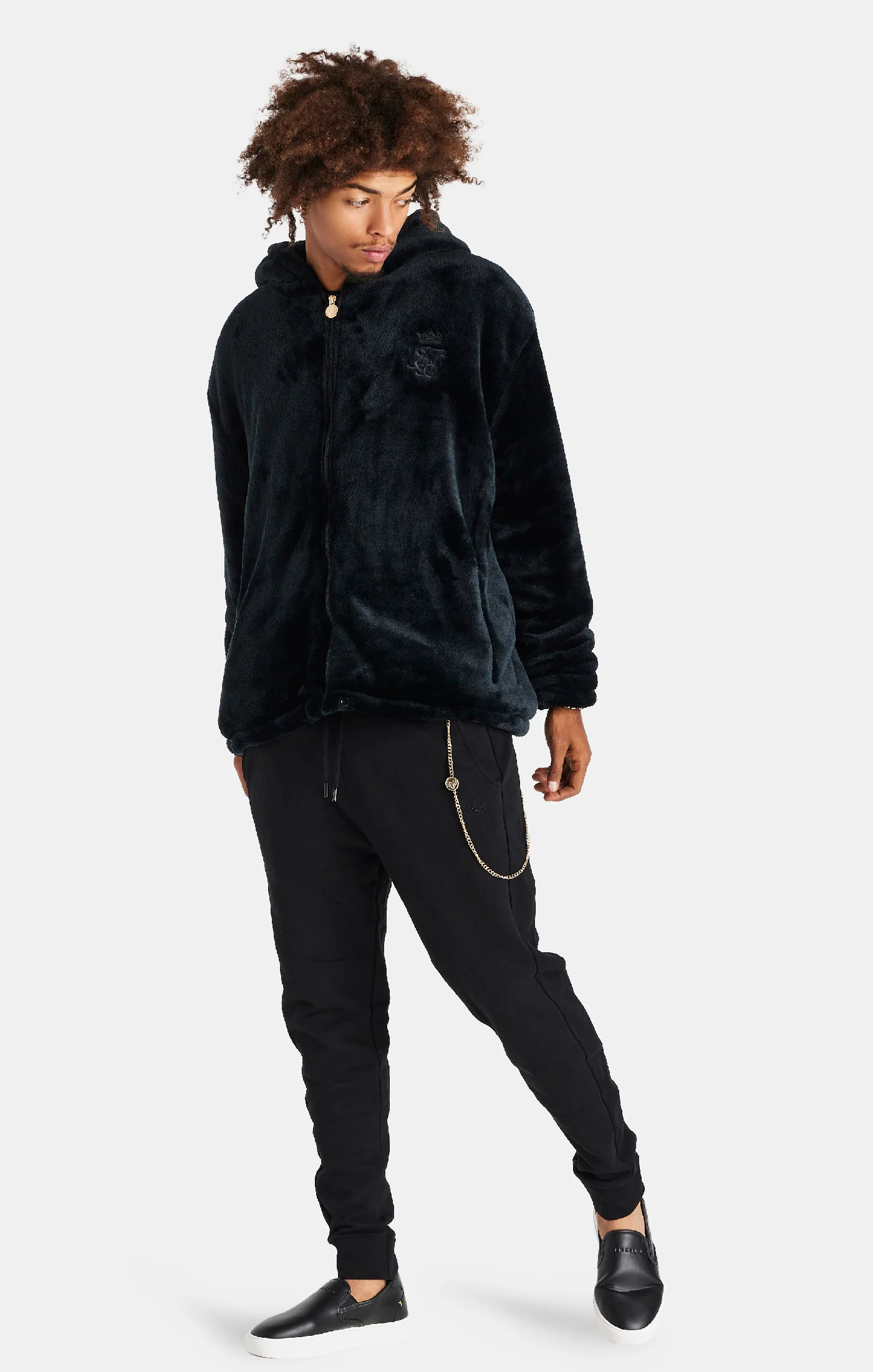 Messi x SikSilk Black Faux Fur Jacket - Image 3