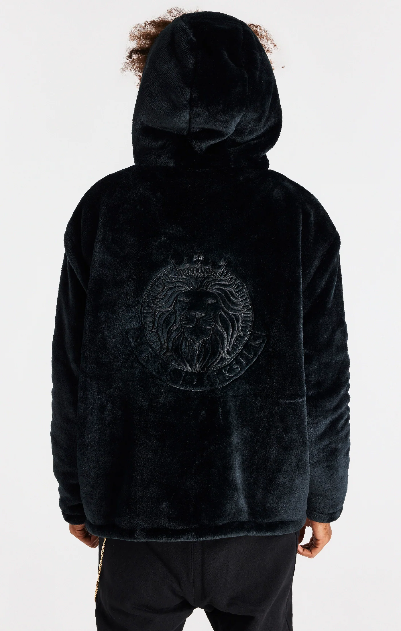 Messi x SikSilk Black Faux Fur Jacket - Image 5