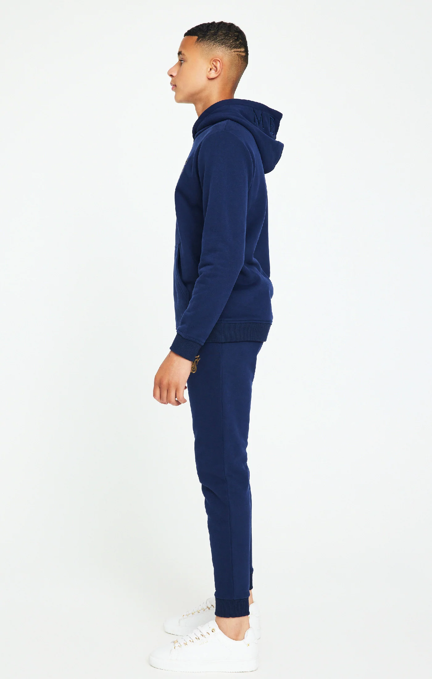 Boys Messi x SikSilk Navy Fleece Overhead Hoodie - Image 4