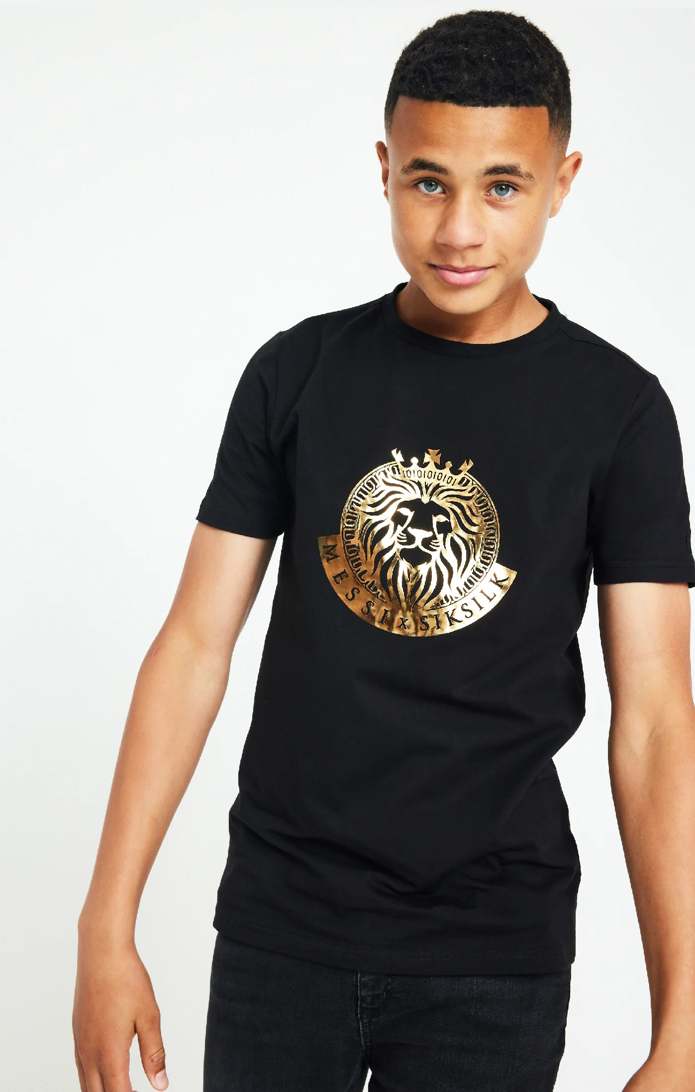 Boys Messi x SikSilk Black Graphic T-Shirt - Image 2