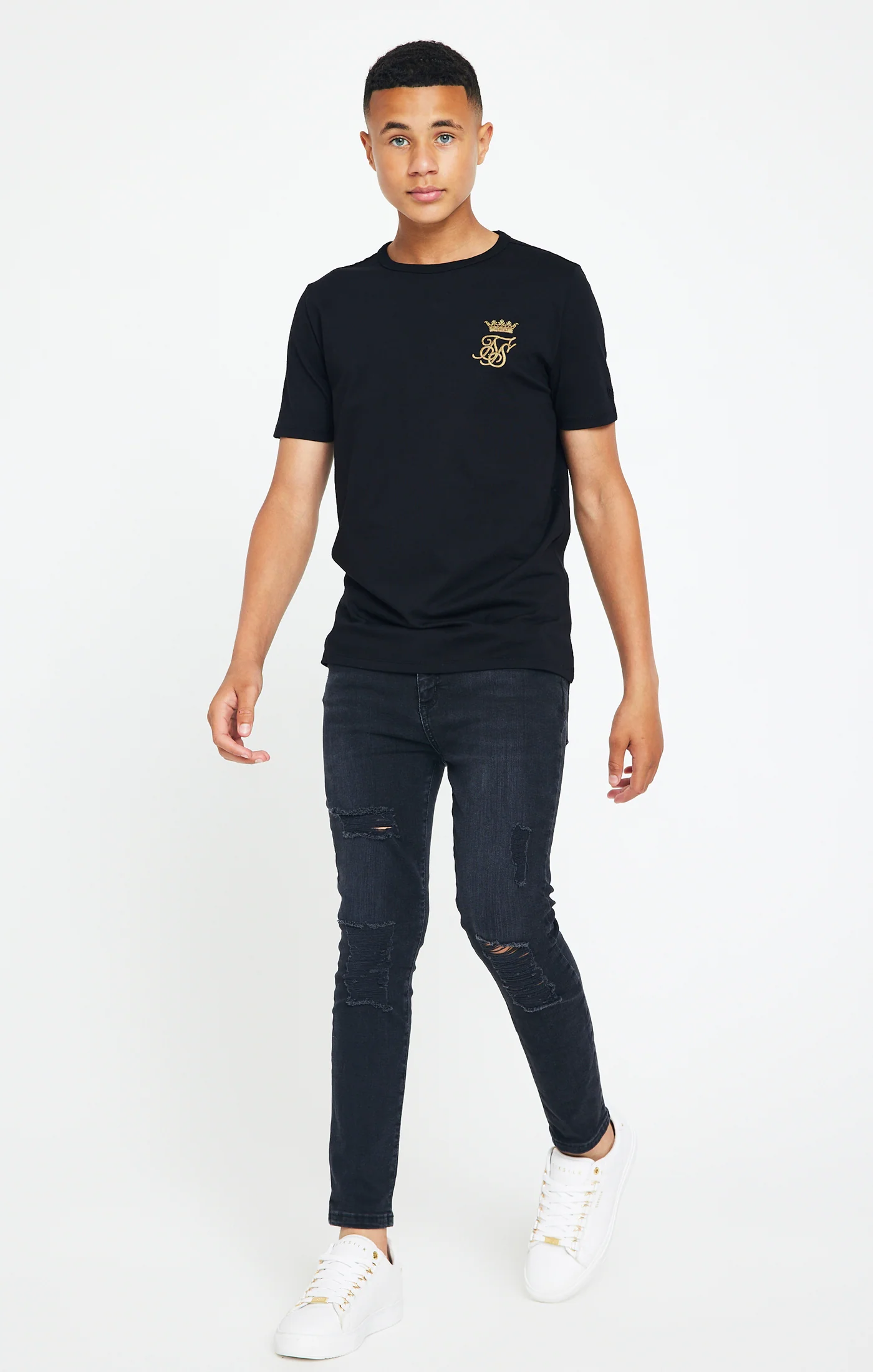 Boys Messi x SikSilk Black Logo T-Shirt - Image 4