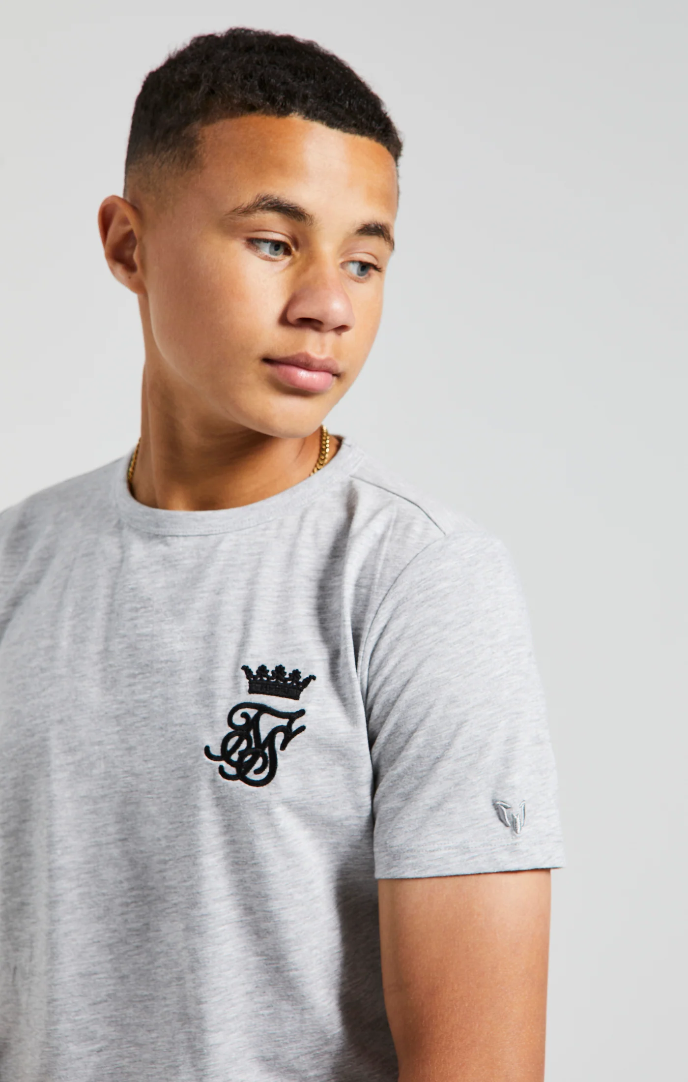 Boys Messi x SikSilk Grey Marl Gym T-Shirt - Image 2