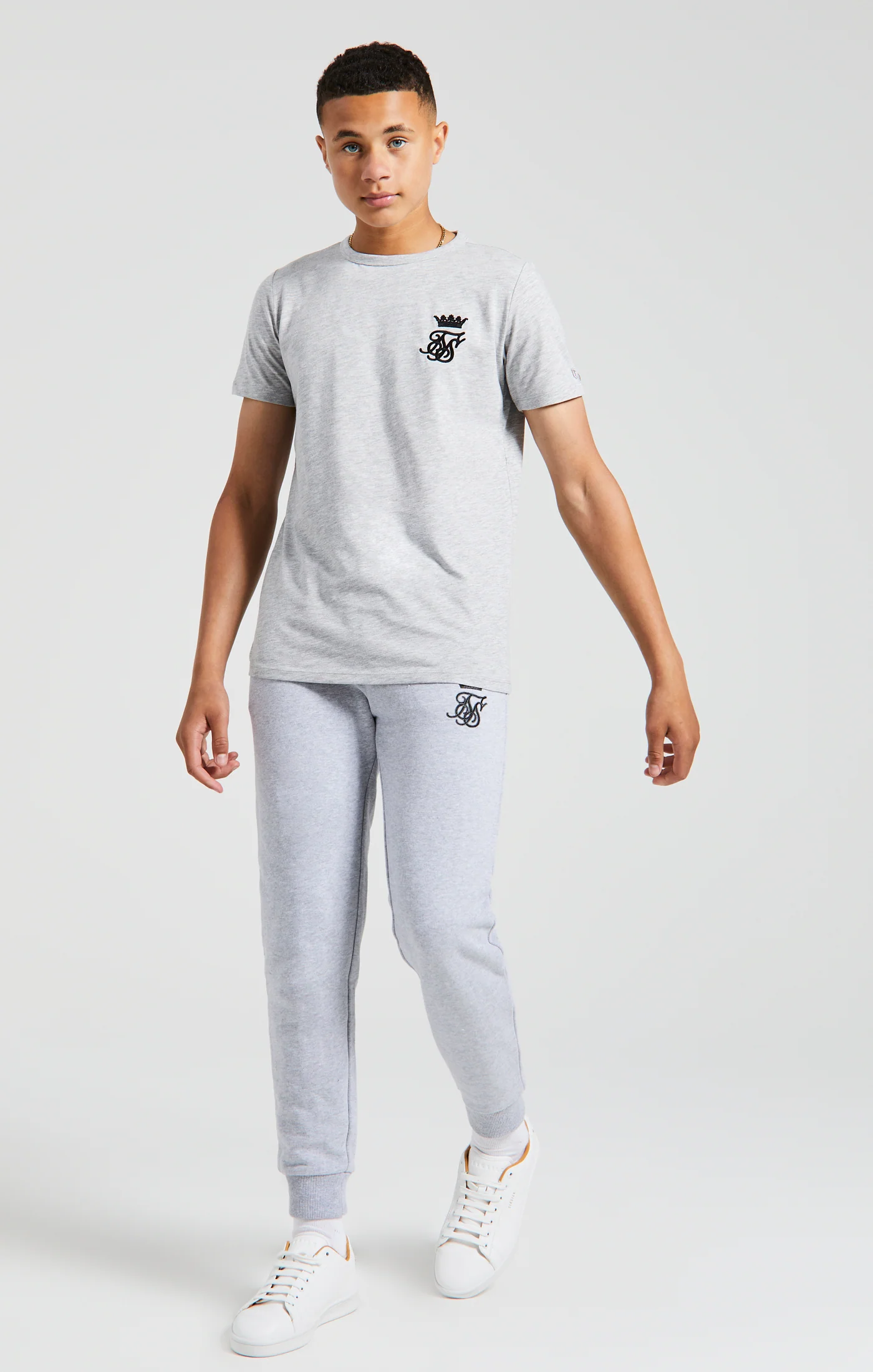 Boys Messi x SikSilk Grey Marl Gym T-Shirt - Image 3