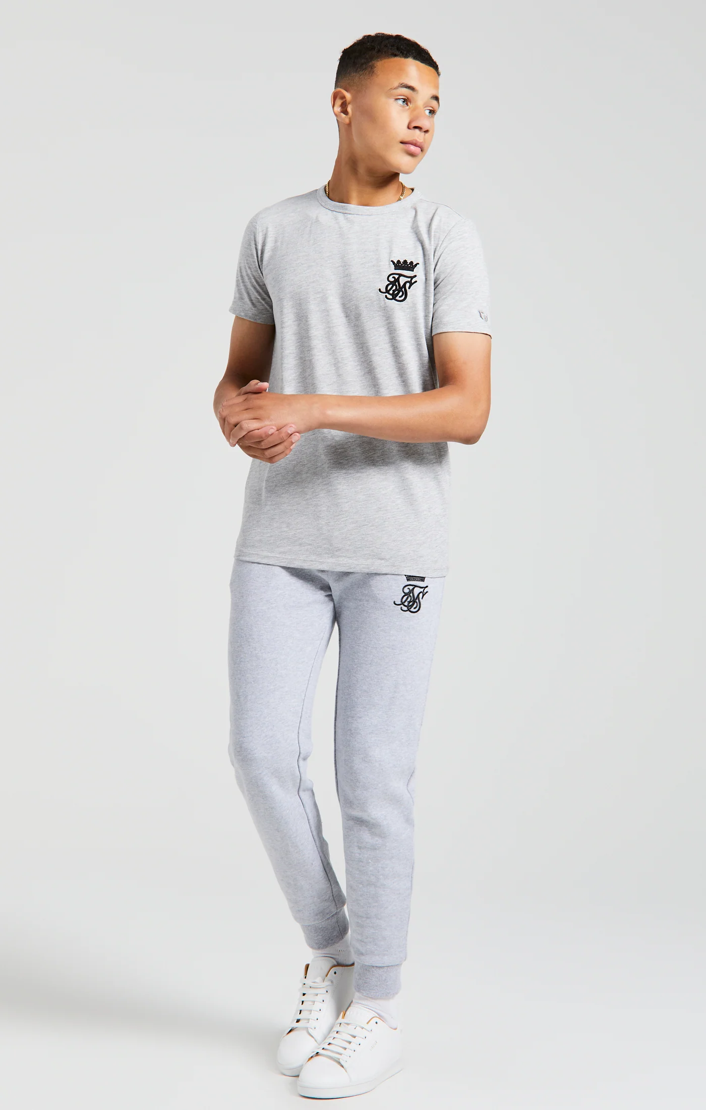 Boys Messi x SikSilk Grey Marl Gym T-Shirt - Image 4