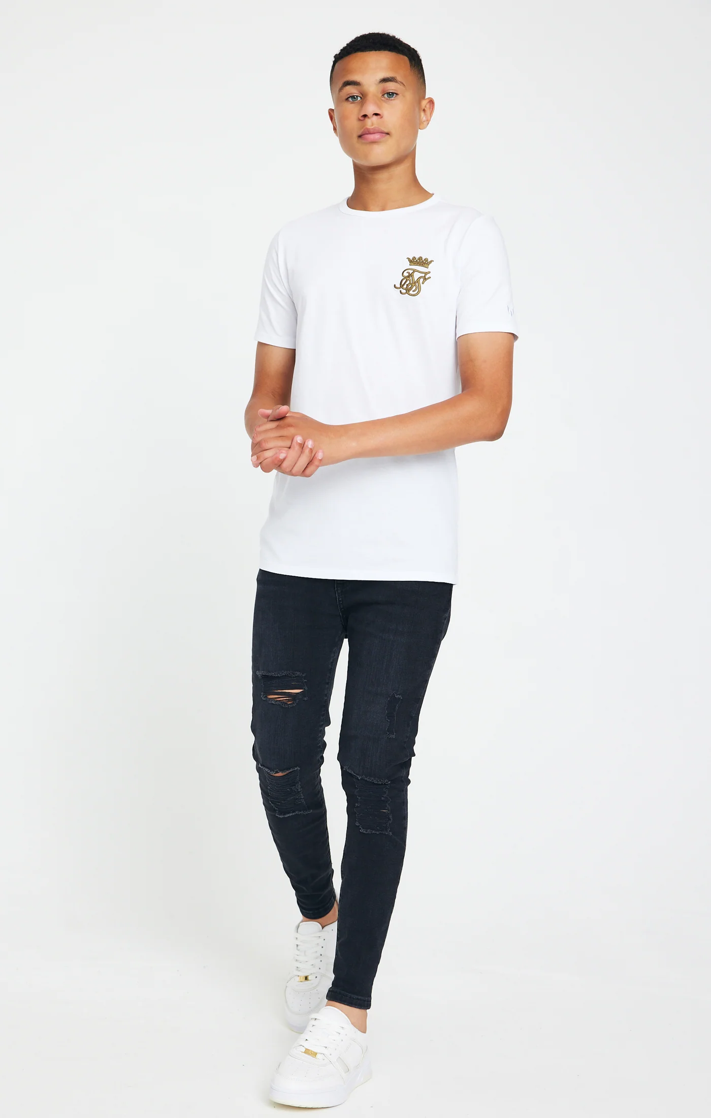 Boys Messi x SikSilk White Logo T-Shirt - Image 3