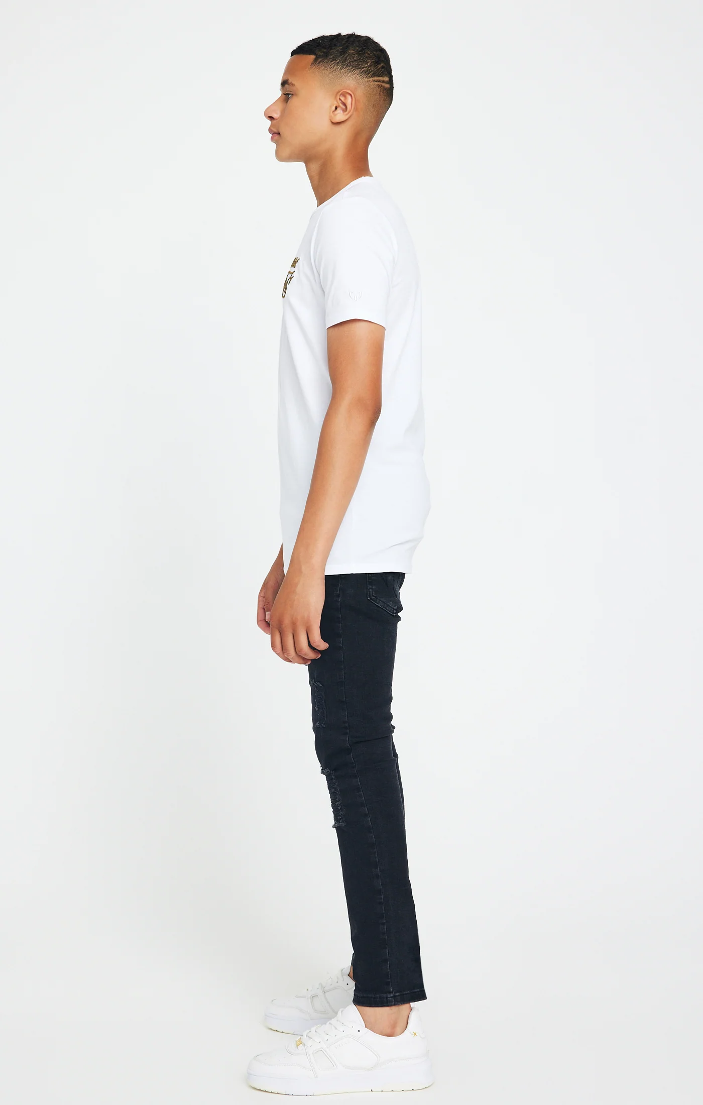 Boys Messi x SikSilk White Logo T-Shirt - Image 4