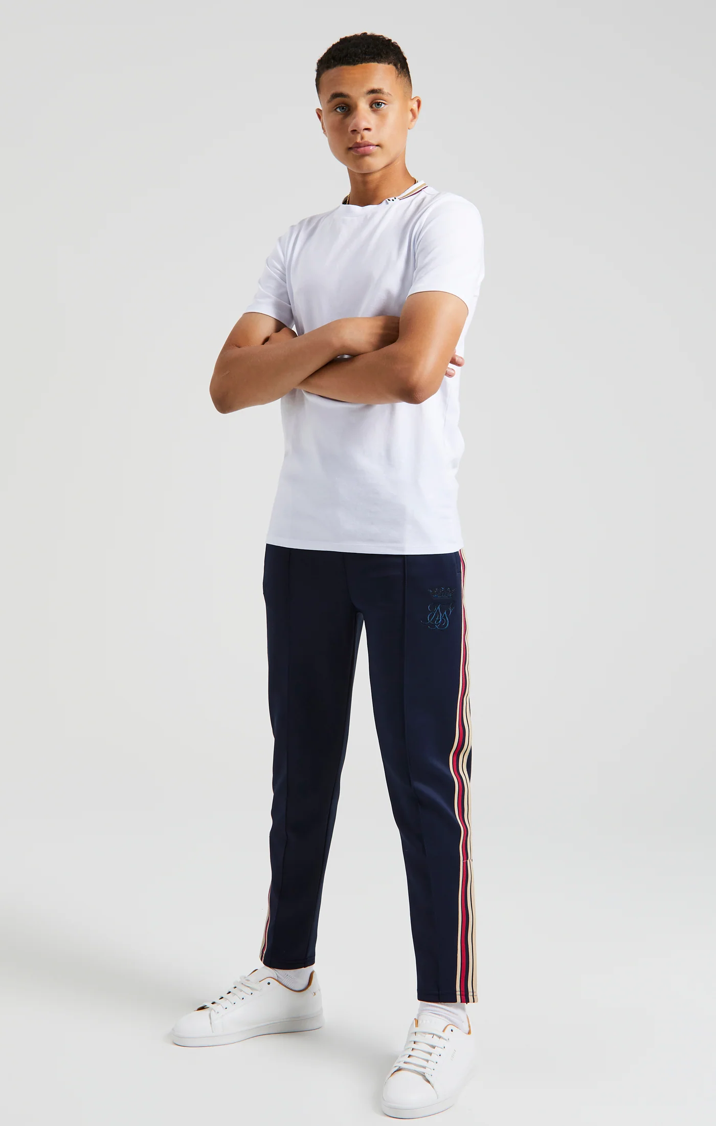 Boys Messi x SikSilk White Collar Detail T-Shirt - Image 4