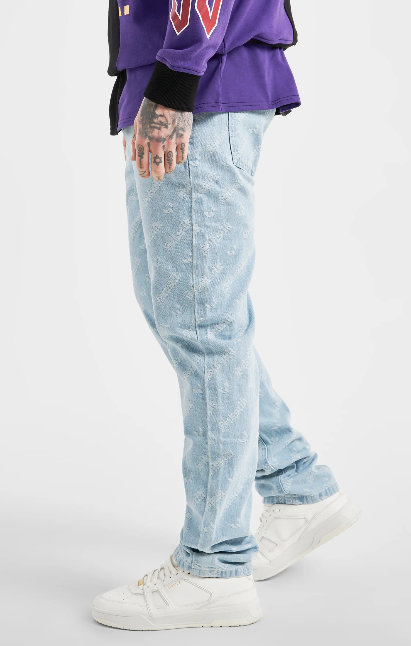 Messi x SikSilk Blue Jacquard Straight Cut Jean - Image 2