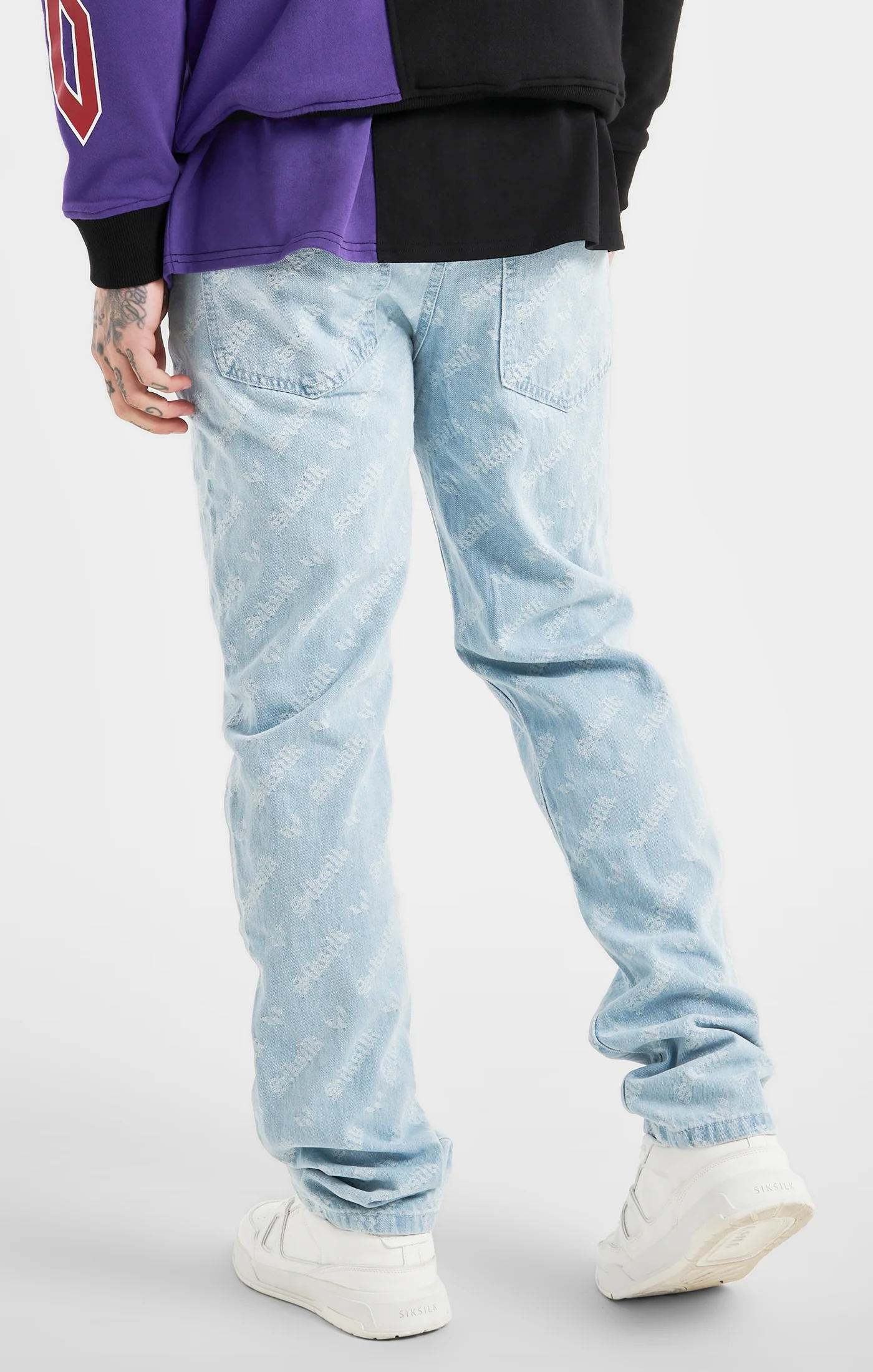 Messi x SikSilk Blue Jacquard Straight Cut Jean - Image 4