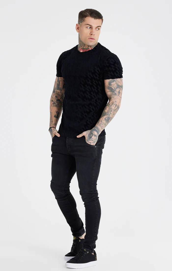 Messi x SikSilk Black Toweling Oversized T-Shirt - Image 3