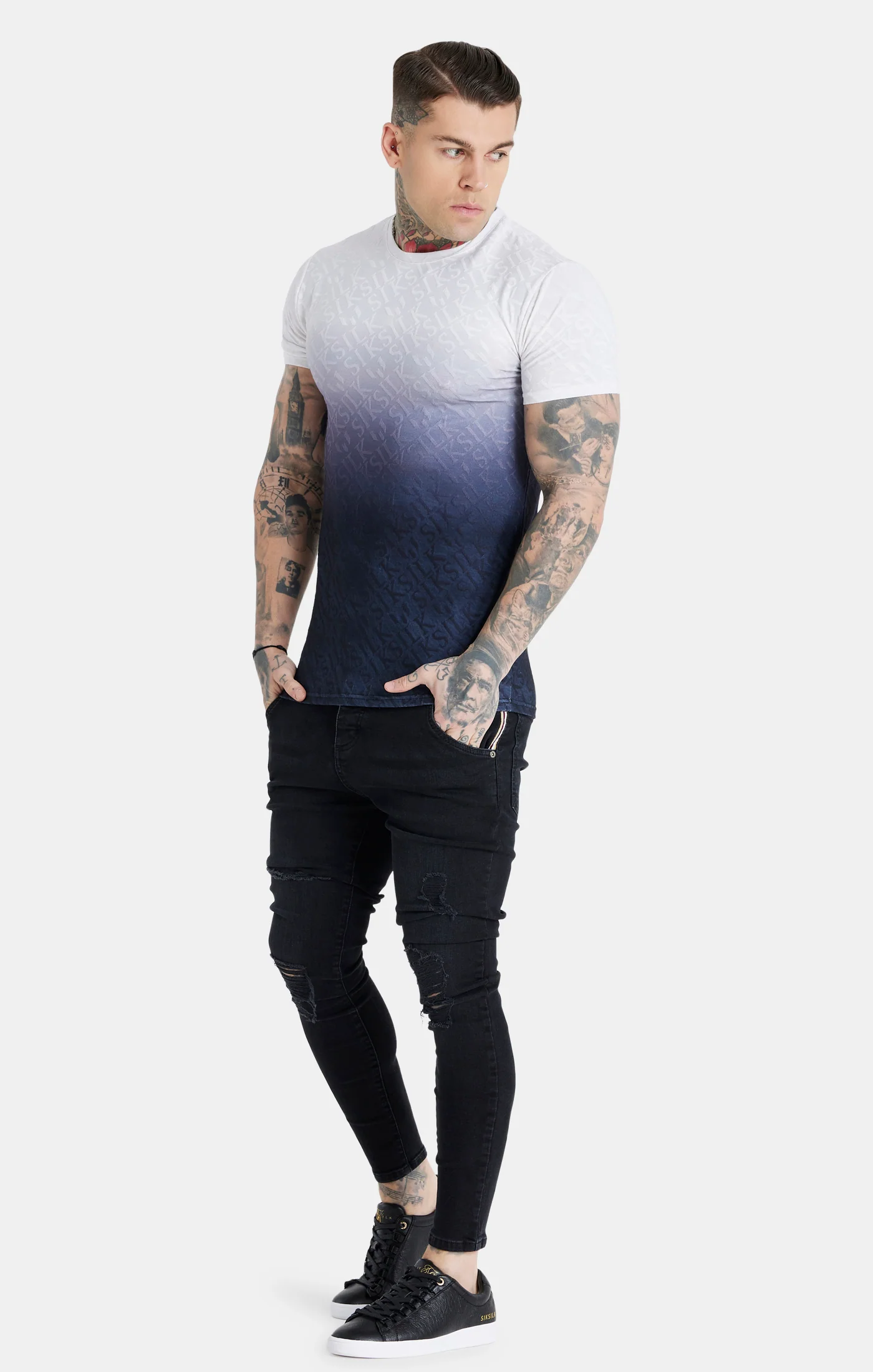 Messi X SikSilk Jacquard Towelling Tee - Black & White - Image 2