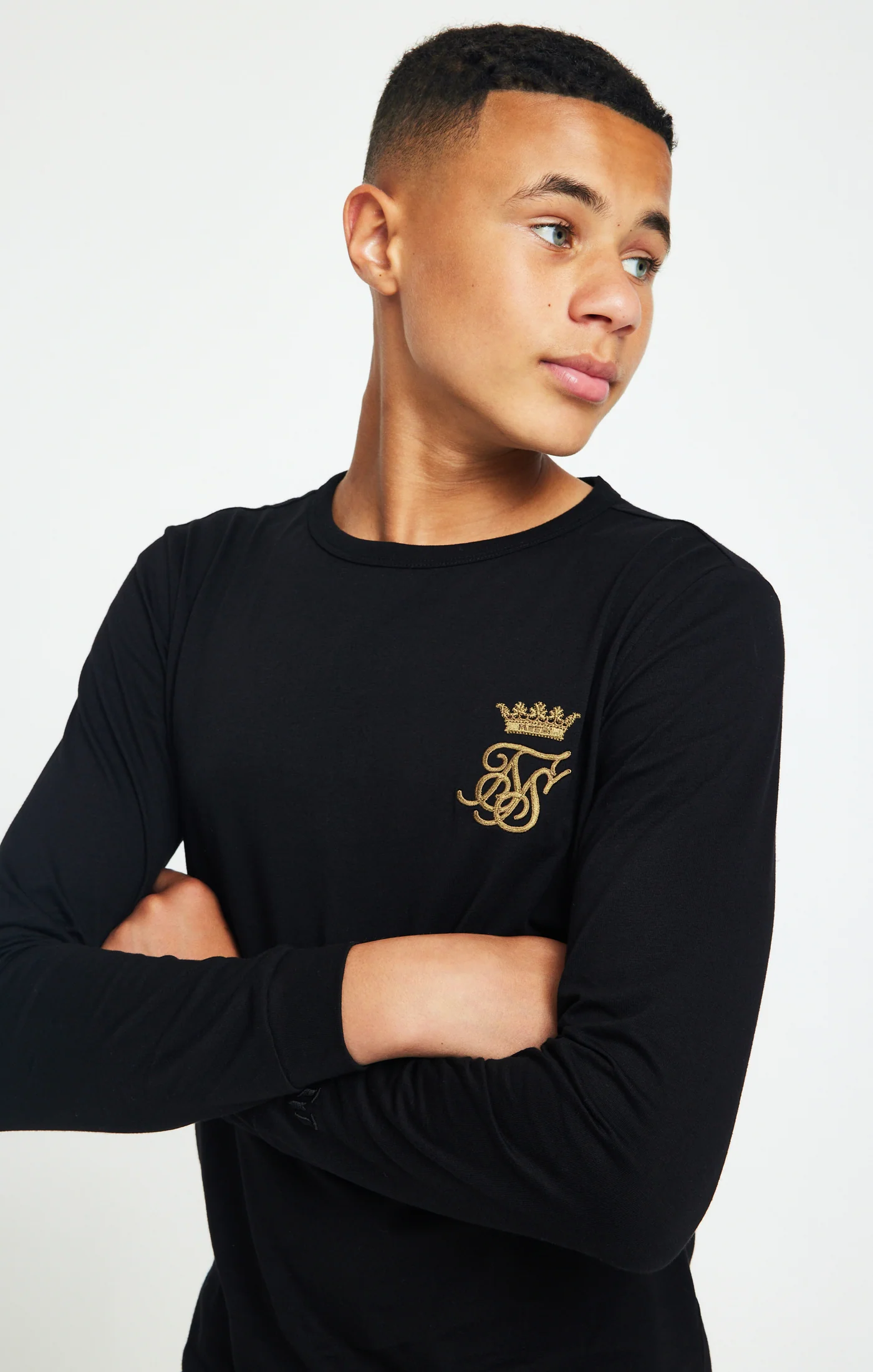 Boys Messi x SikSilk Black Long Sleeve Logo T-Shirt - Image 2